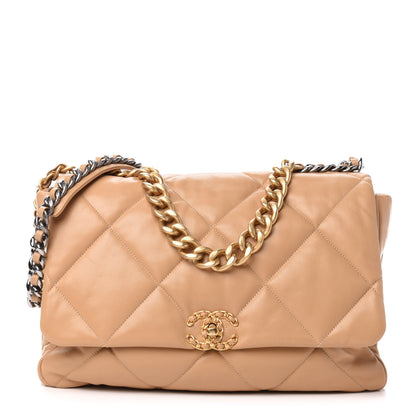 Chanel Lambskin Quilted Maxi 19 Flap Dark Beige 1 of 11