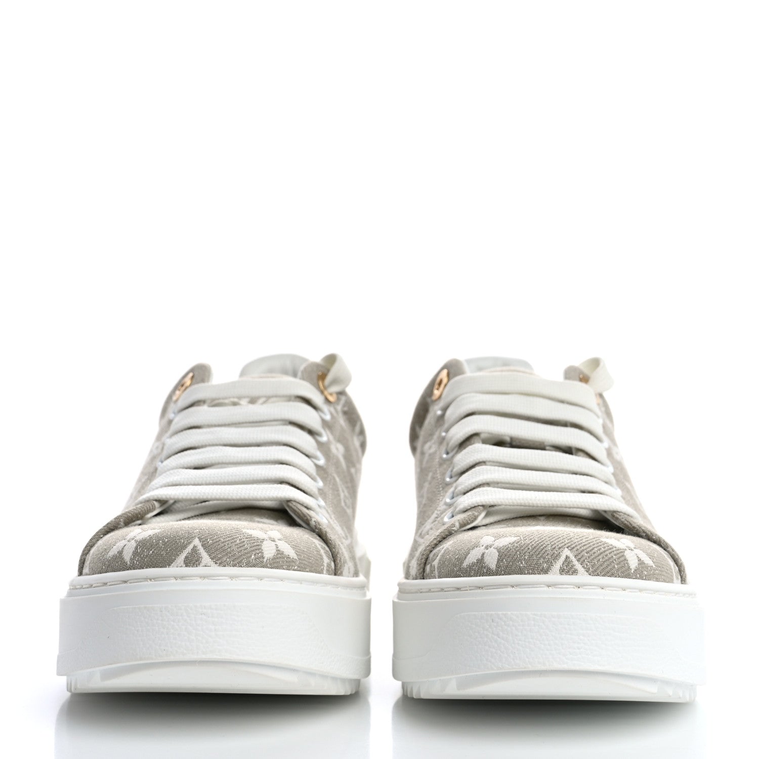 Louis Vuitton Denim Monogram Time Out Sneakers 39 Beige 3 of 10