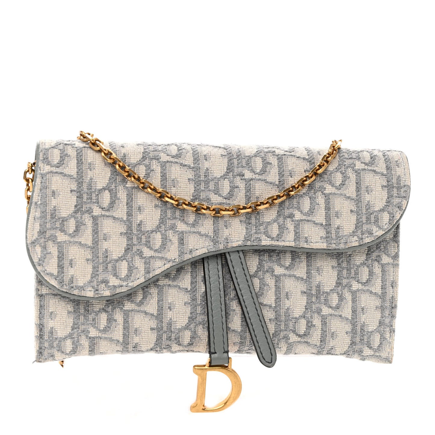 Oblique Saddle Chain Long Wallet Grey