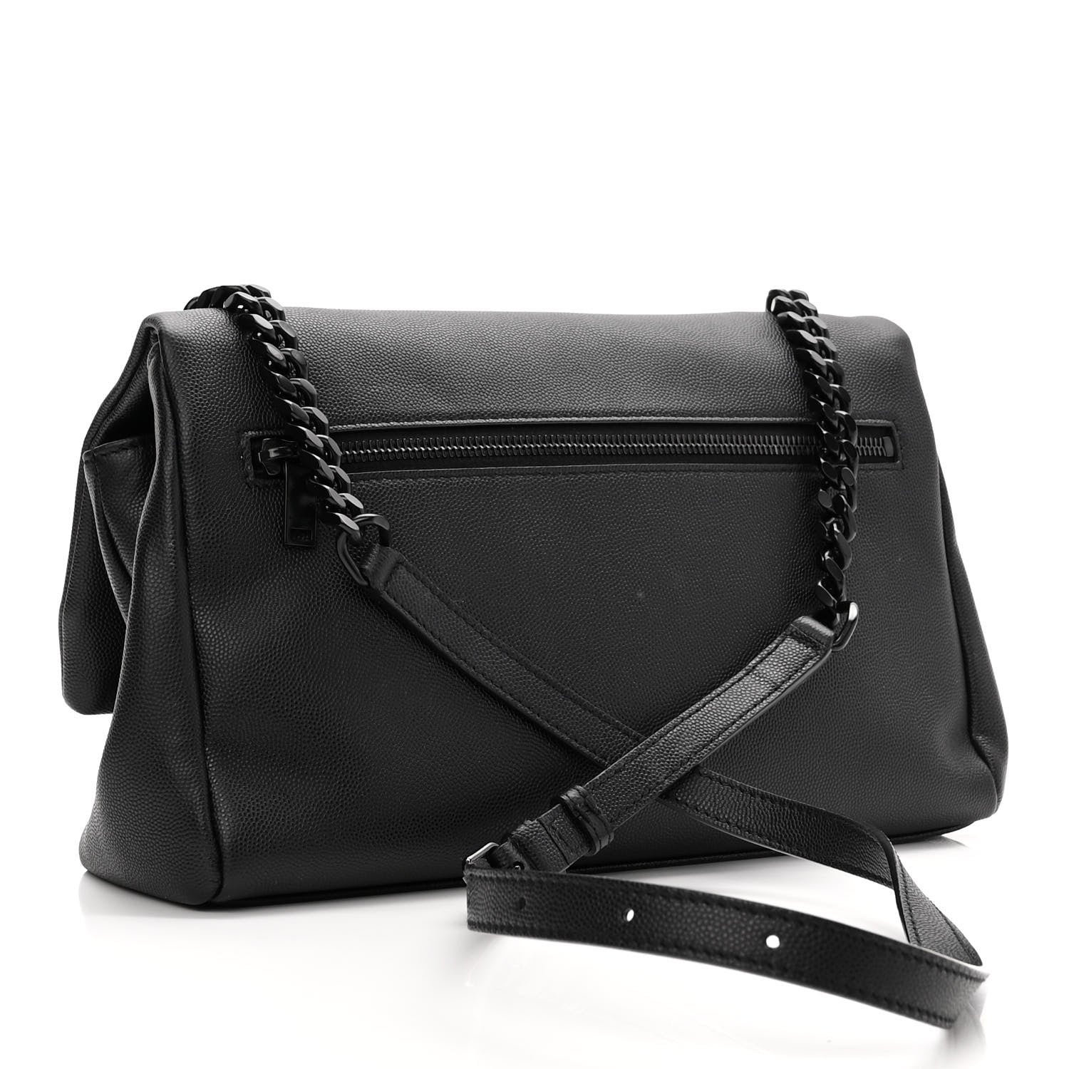 Saint Laurent Grain De Poudre Medium West Hollywood Monogram Fold-Over Black 3 of 11