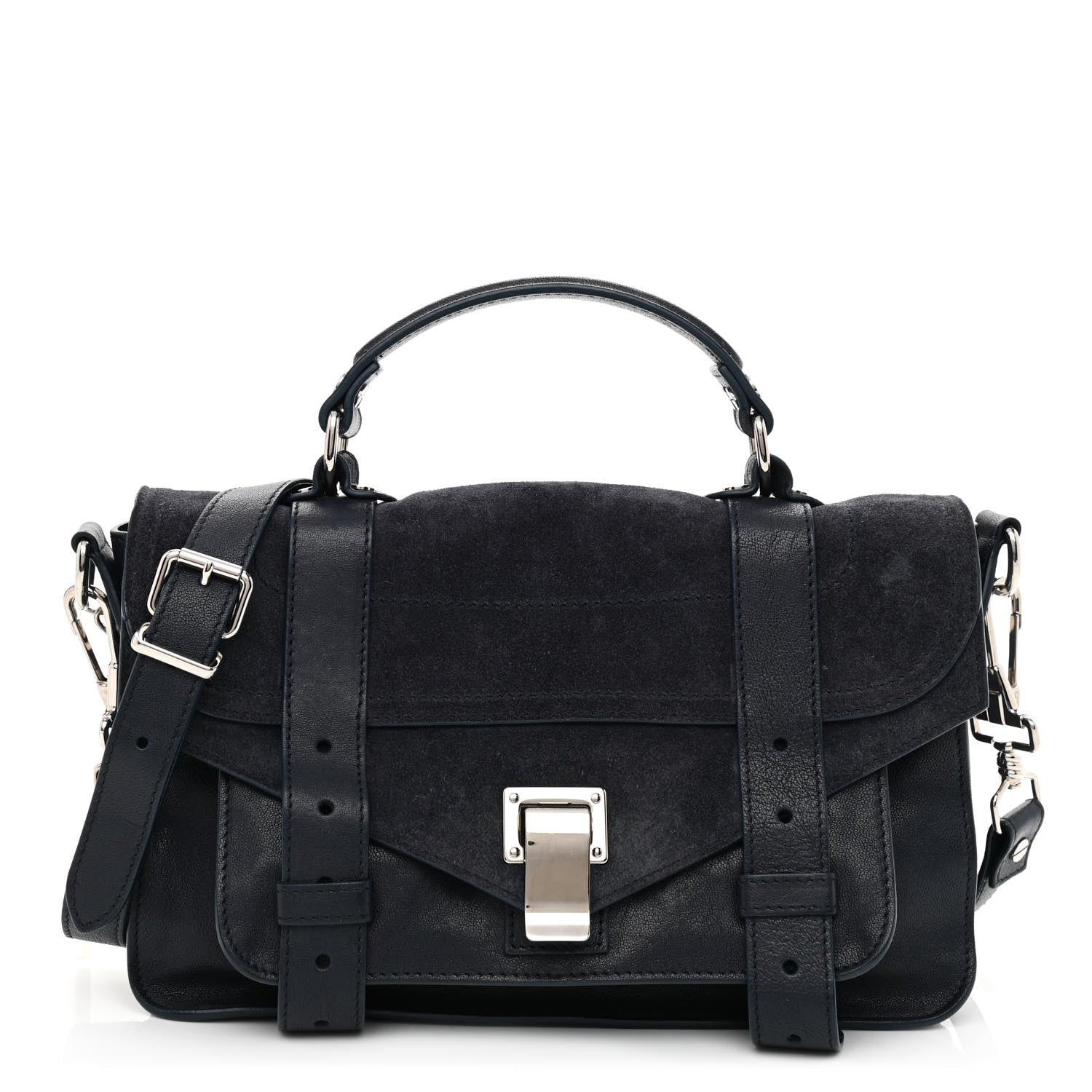 Proenza Schouler Calfskin SuedeTiny PS1 Satchel Dark Navy 1 of 9
