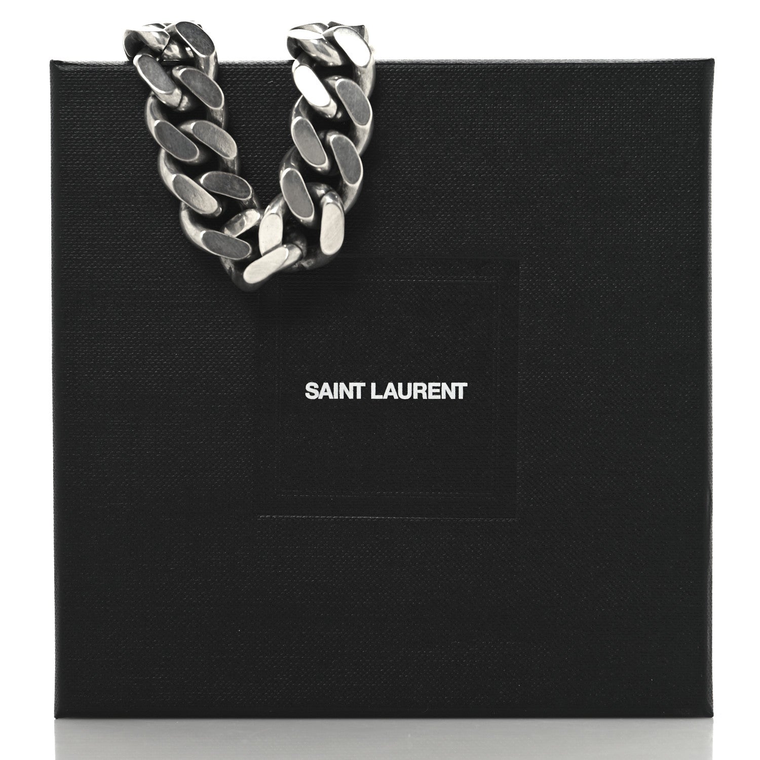 Saint Laurent Metal Curb Chain Necklace Oxidized Silver 5 of 5