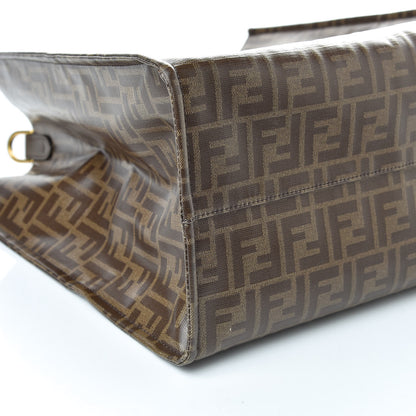 Fendi X FILA Glazed Fabric FF 1974 Mania Shopping Tote Bag Mogano Panna Blueberry 8 of 9