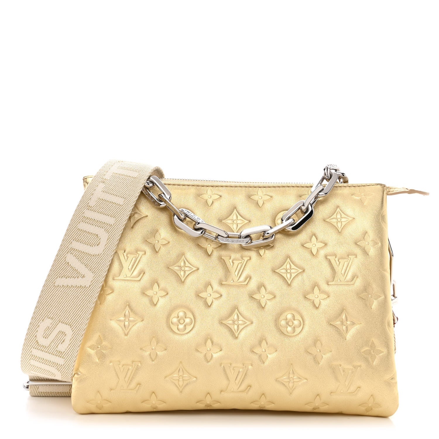 Louis Vuitton Lambskin Embossed Monogram Coussin PM Gold 1 of 11