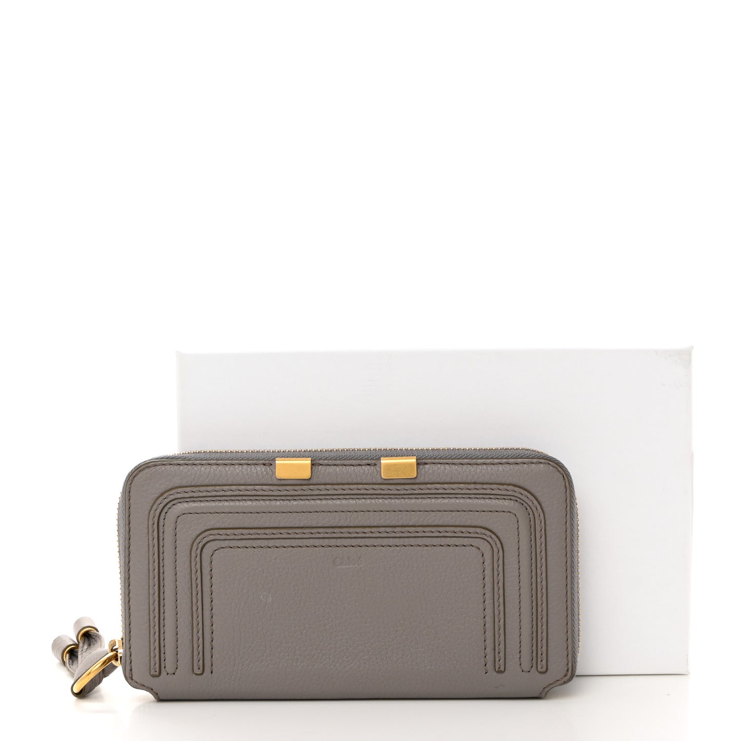 Calfskin Marcie Long Zip Around Wallet Cashmere Grey