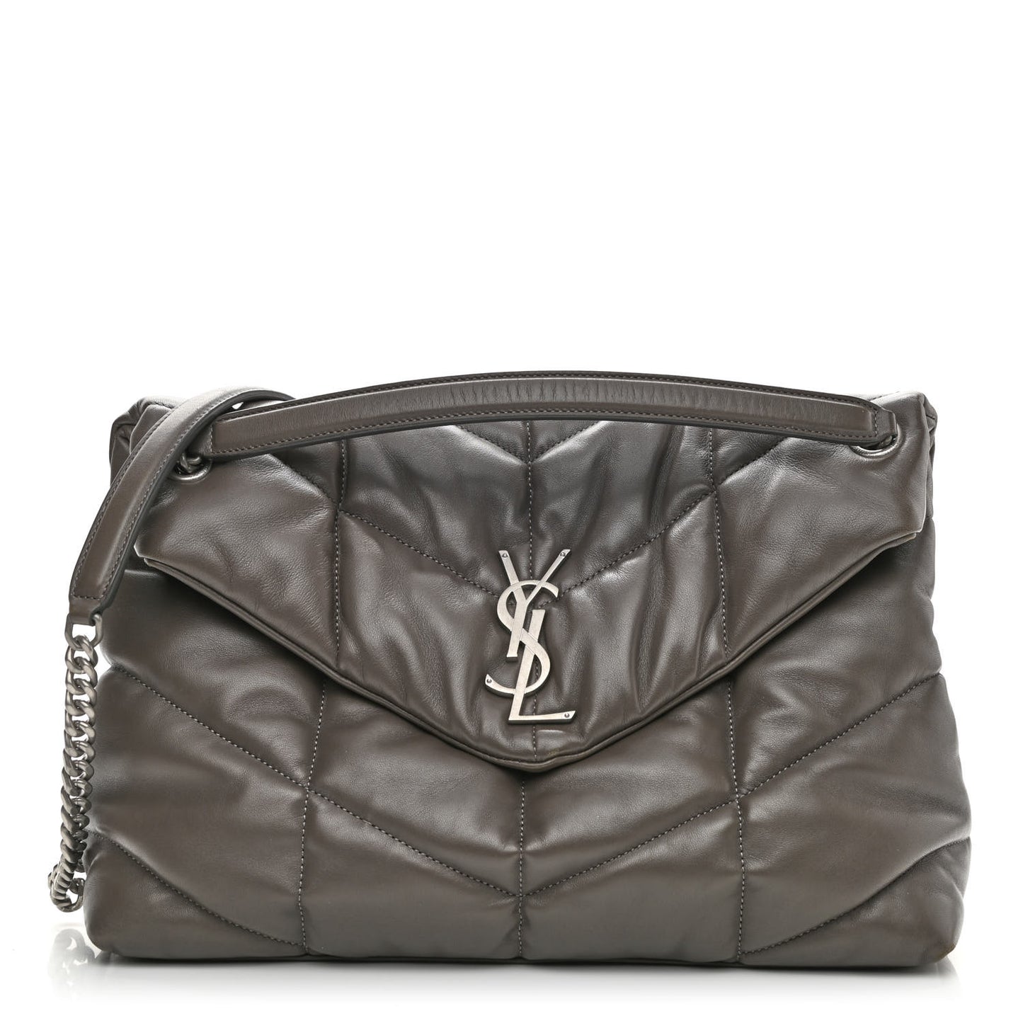 Calfskin Y Quilted Monogram Medium Loulou Chain Satchel Concrete