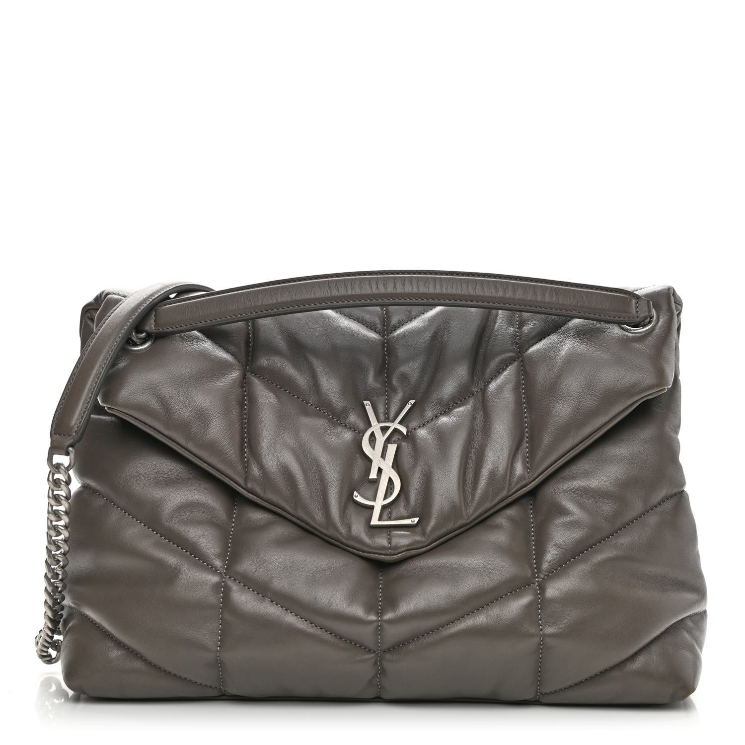 Saint Laurent Calfskin Y Quilted Monogram Medium Loulou Chain Satchel Concrete 1 of 12