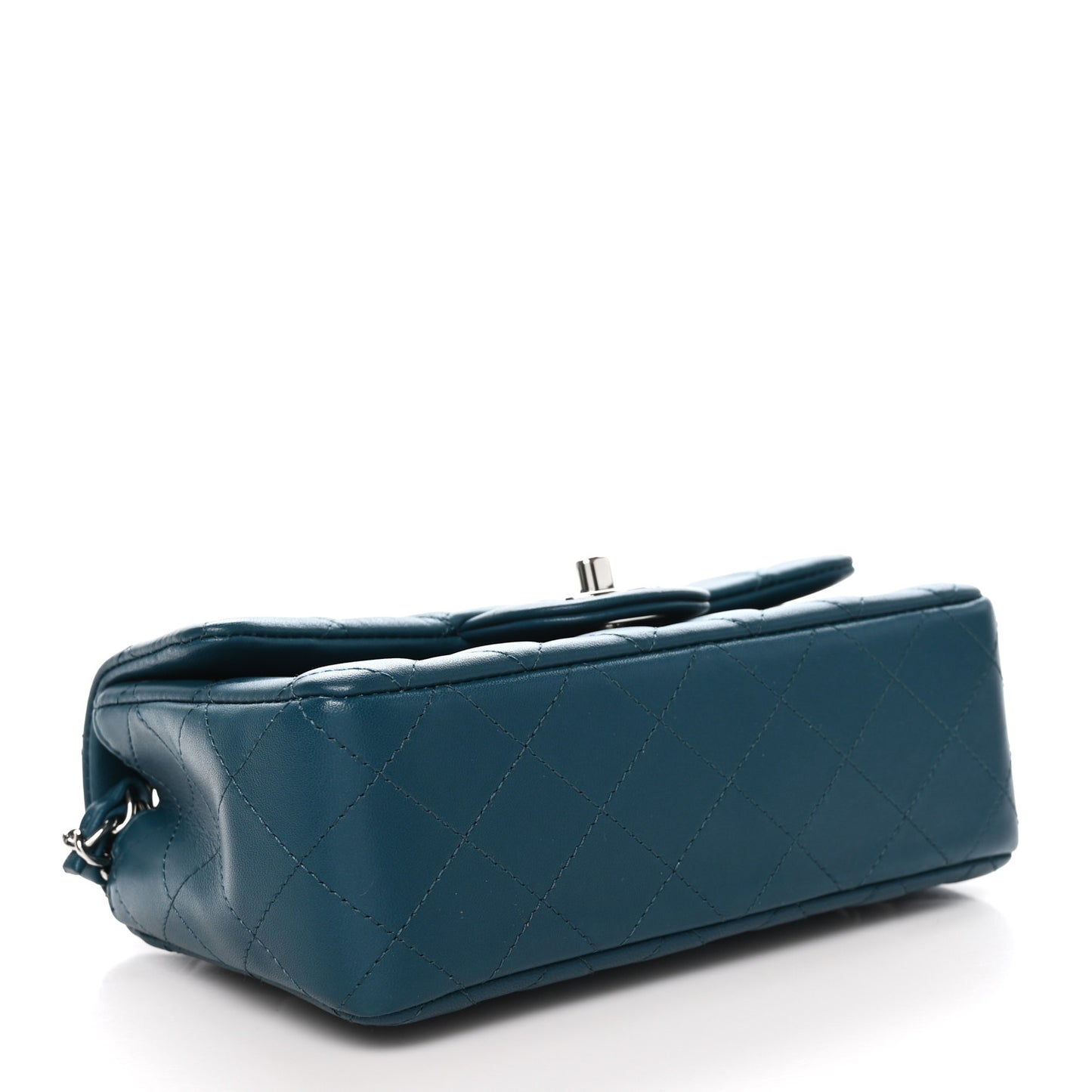 Lambskin Quilted Mini Rectangular Flap Dark Blue