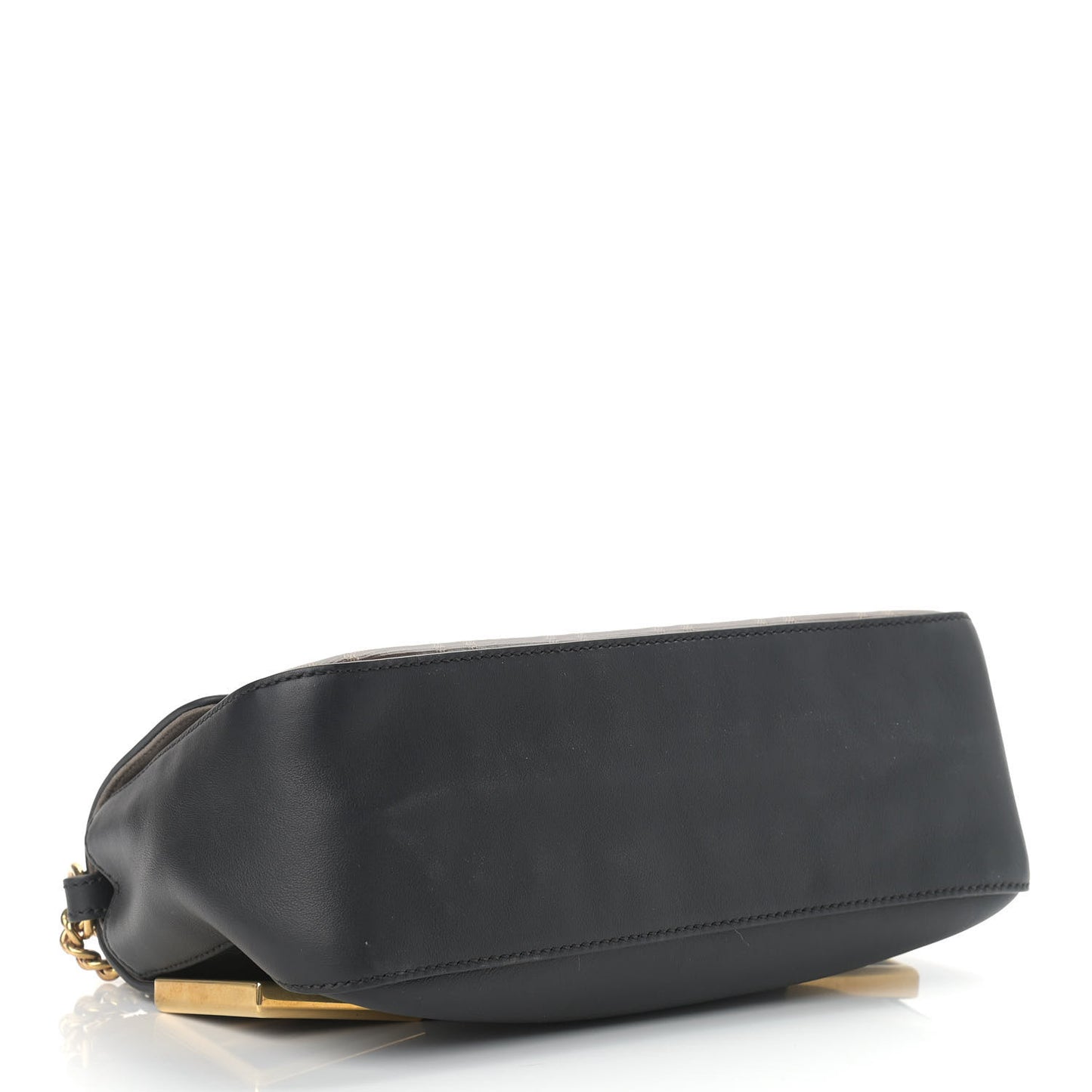Vitello Grace Glazed Fabric FF 1974 Double F Shoulder Bag Black Mogano Panna