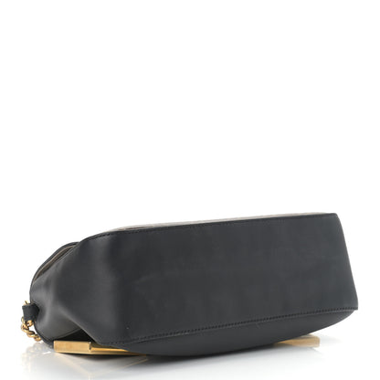 Fendi Vitello Grace Glazed Fabric FF 1974 Double F Shoulder Bag Black Mogano Panna 4 of 10