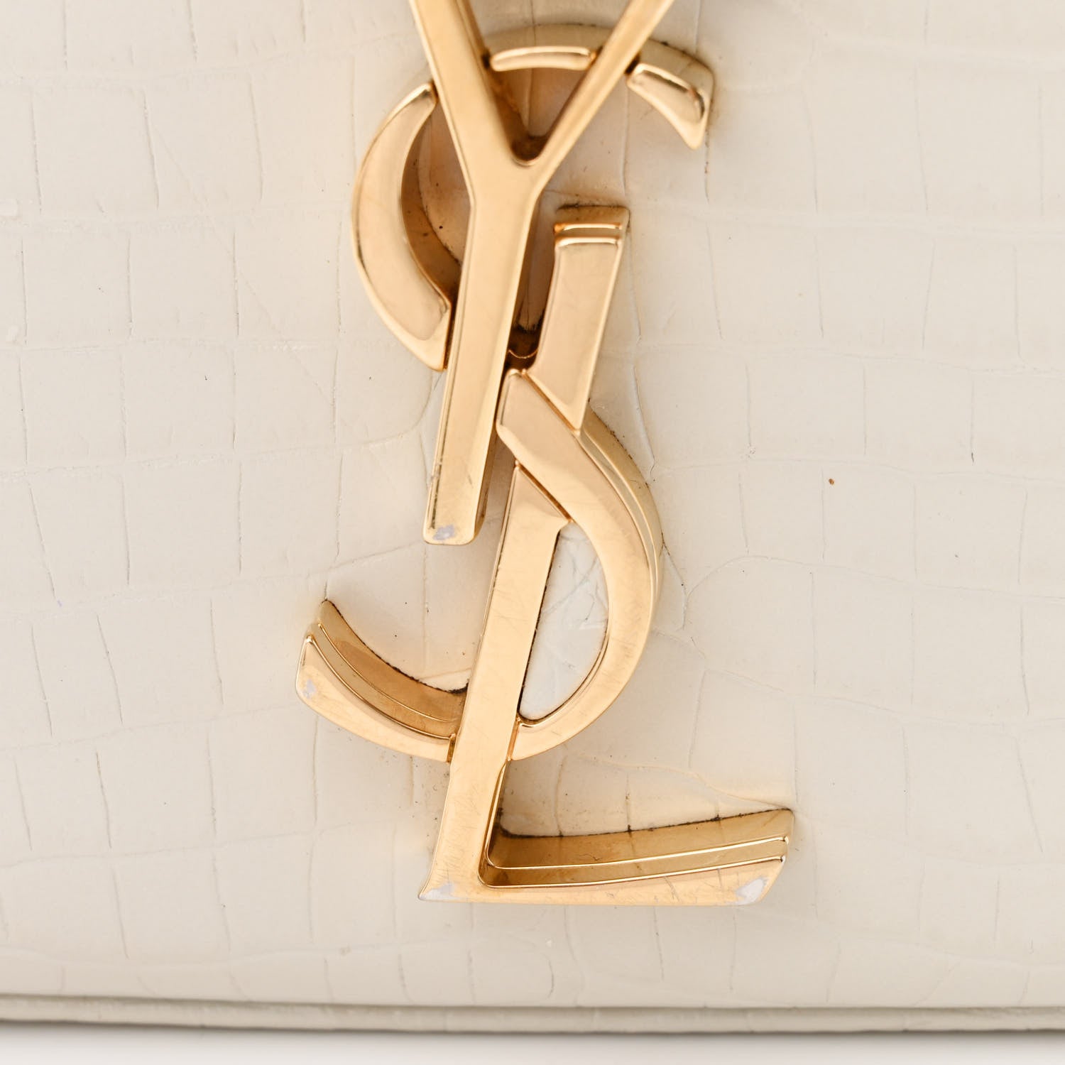 Saint Laurent Crocodile Embossed Mini Classic Monogram Cassandra Top Handle Crema Soft 13 of 17