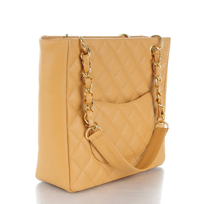 Chanel Caviar Quilted Petit Shopping Tote PST Beige 3 of 7