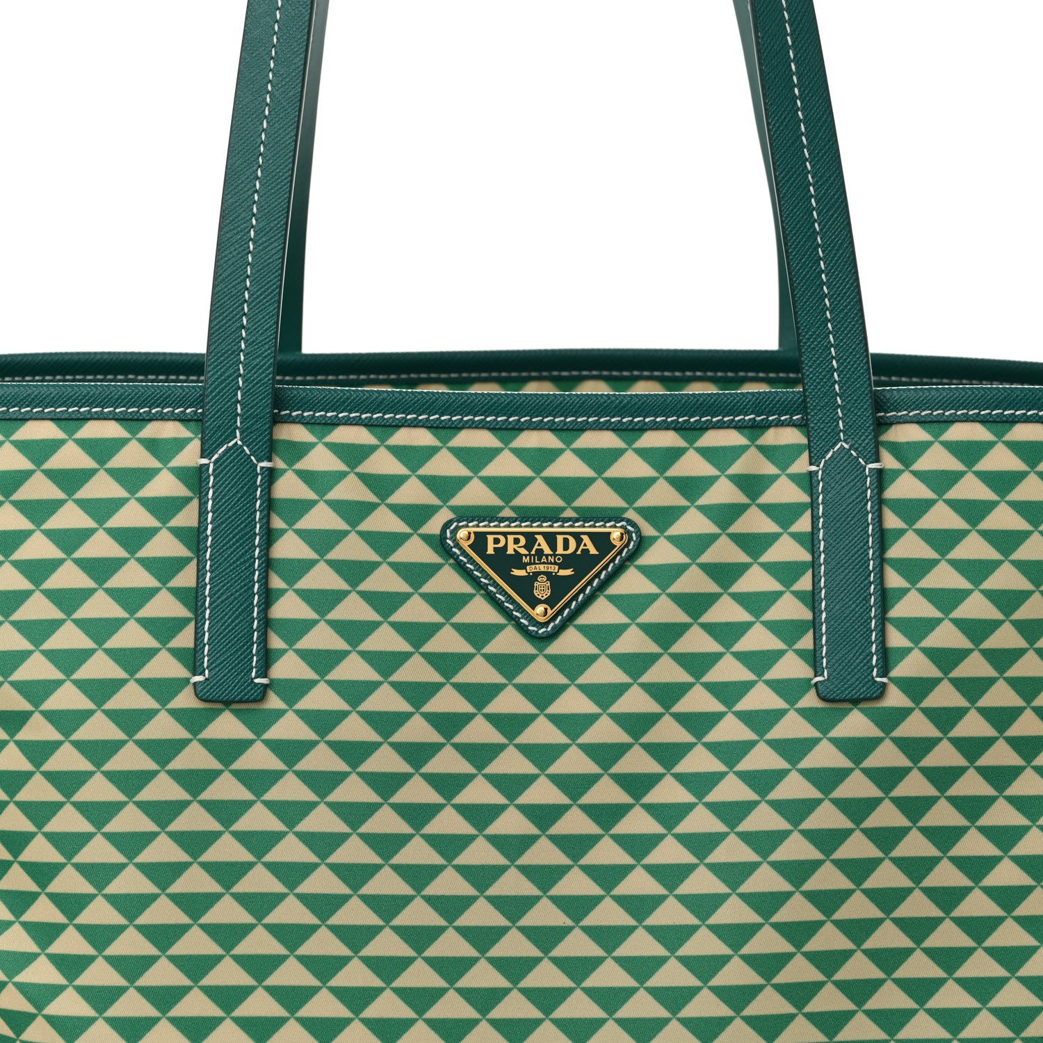 Prada Re-Nylon Saffiano Triangolo Symbole Shopping Tote Green 8 of 10