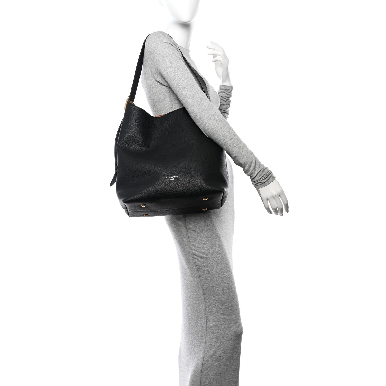 Louis Vuitton Grained Calfskin Low Key Hobo MM Black 3 of 9