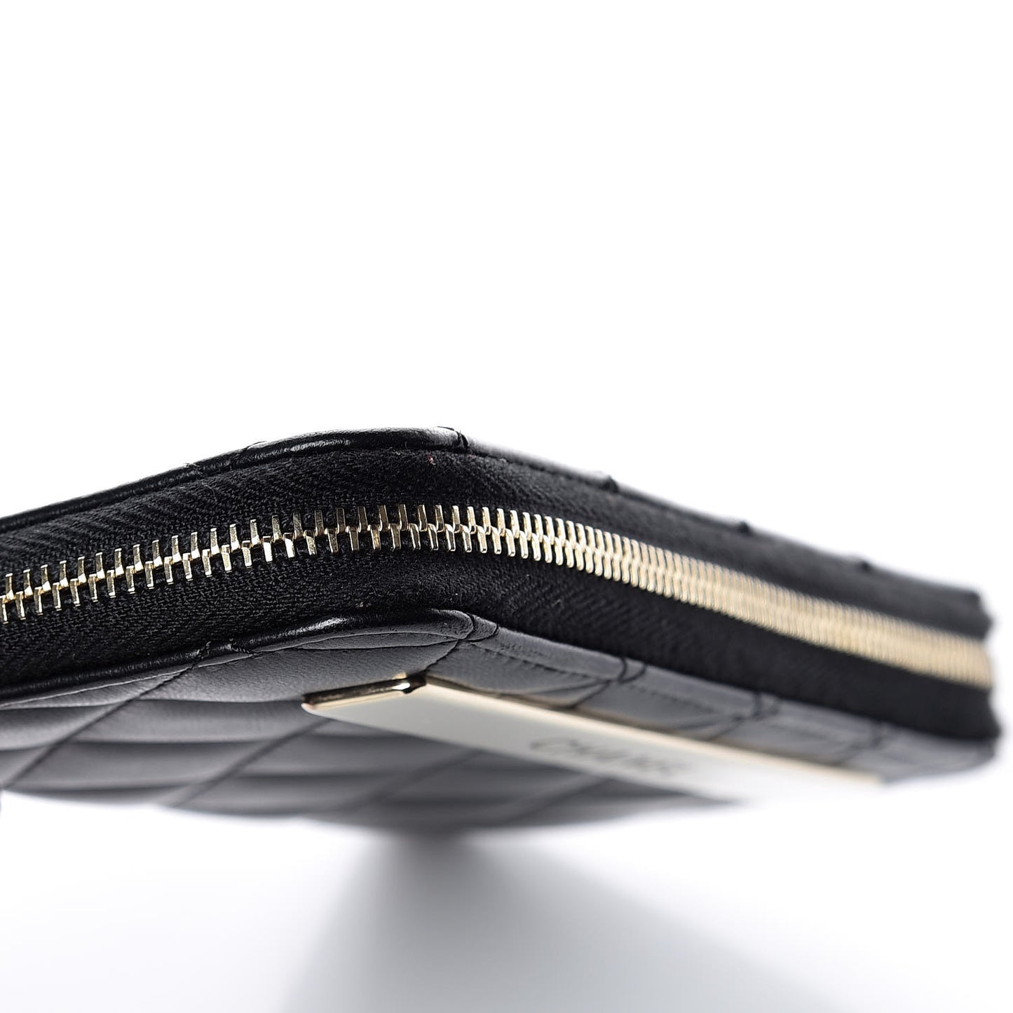 Lambskin Quilted Small Trendy CC Zip Around Wallet Black