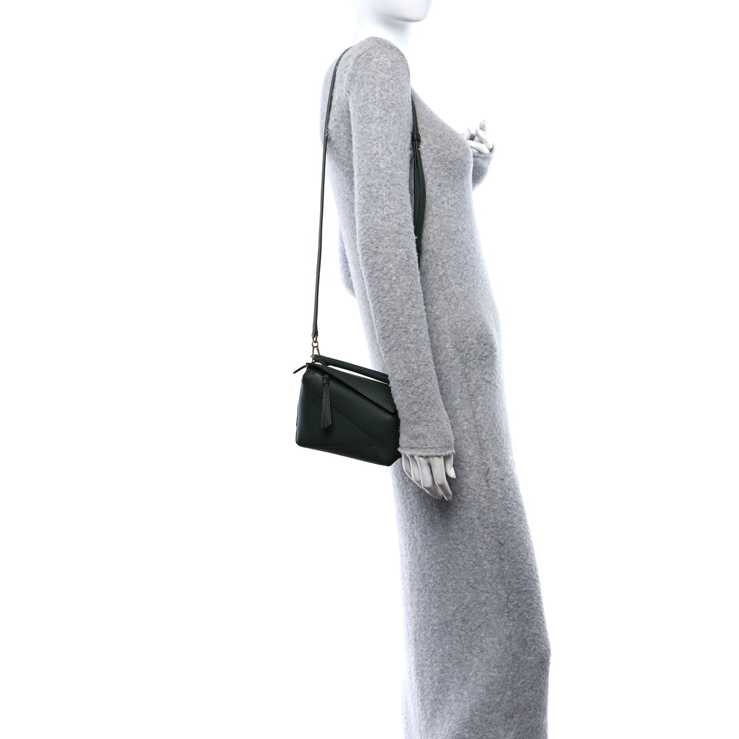 Calfskin Mini Puzzle Edge Bag Vintage Khaki