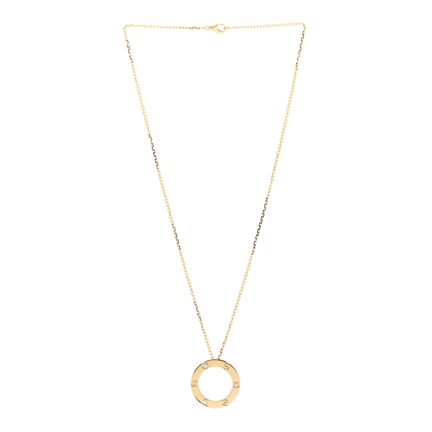 18K Yellow Gold 3 Diamonds LOVE Pendant Necklace