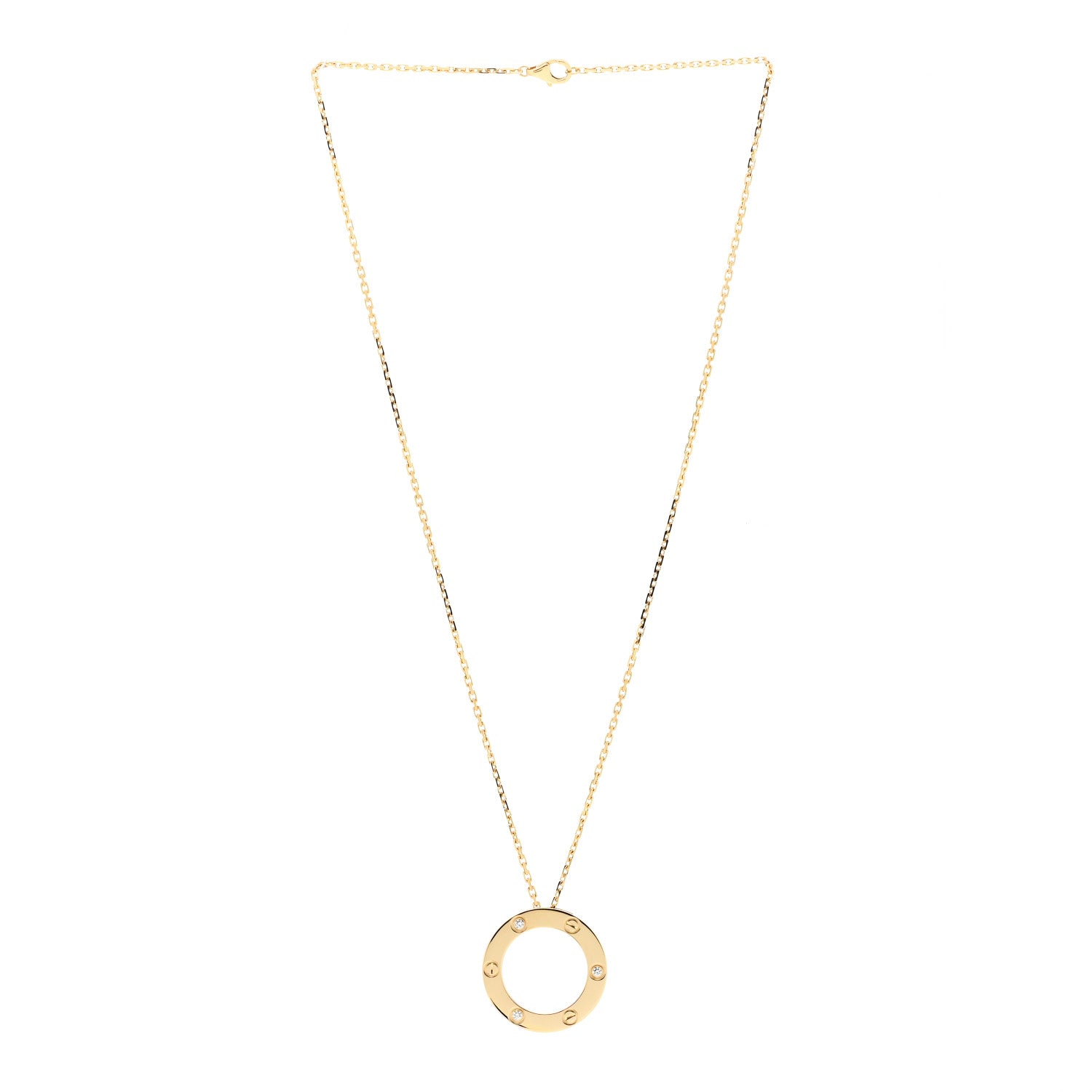 Cartier 18K Yellow Gold 3 Diamonds LOVE Pendant Necklace 3 of 7