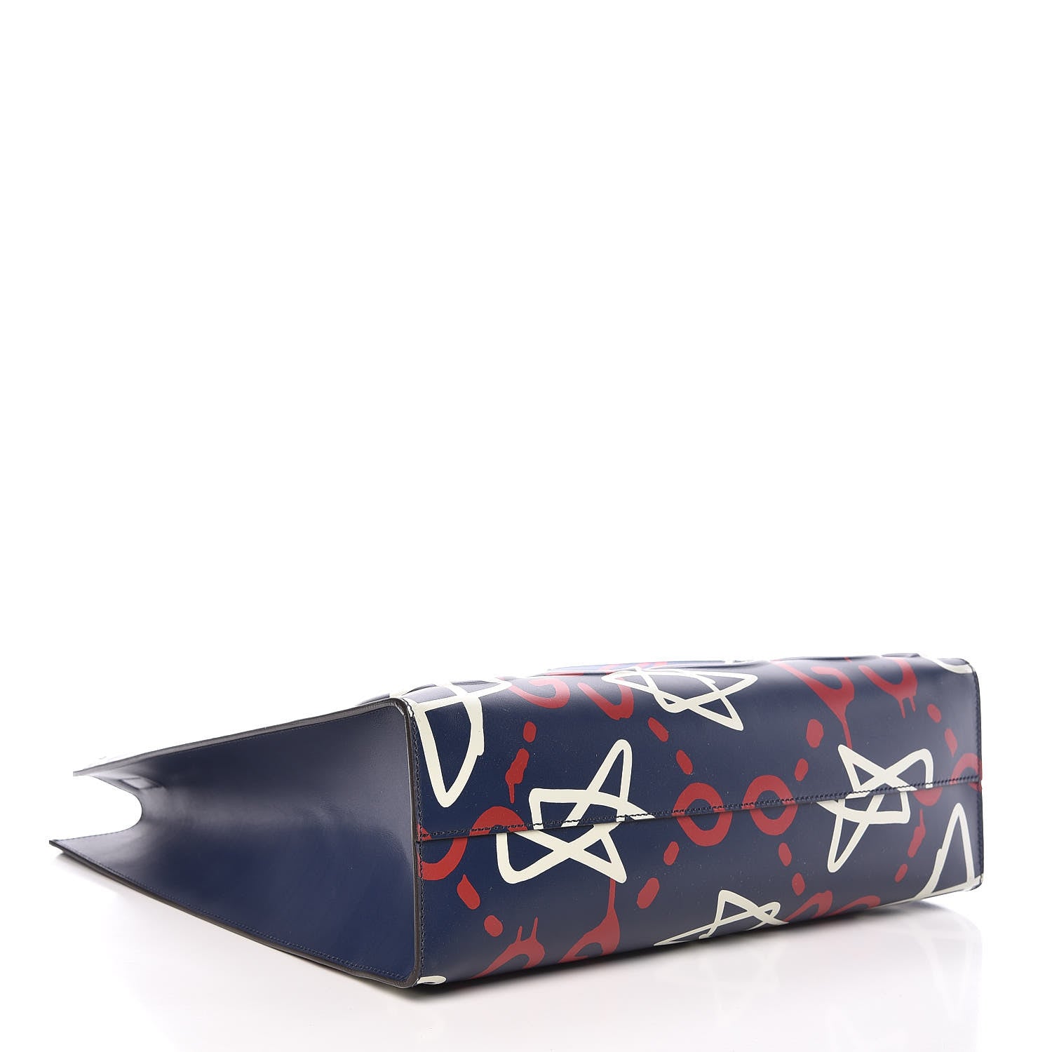 Gucci Calfskin GucciGhost Medium XL Tote Blue Agata Hibiscus Red 4 of 9