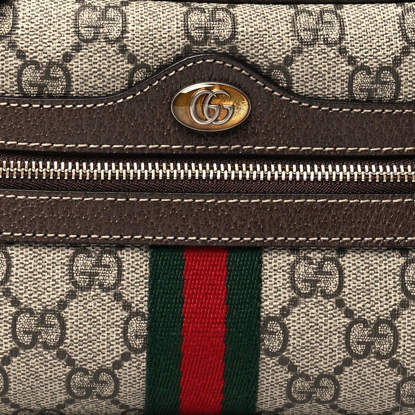 GG Supreme Monogram Web Mini Ophidia Shoulder Bag Brown
