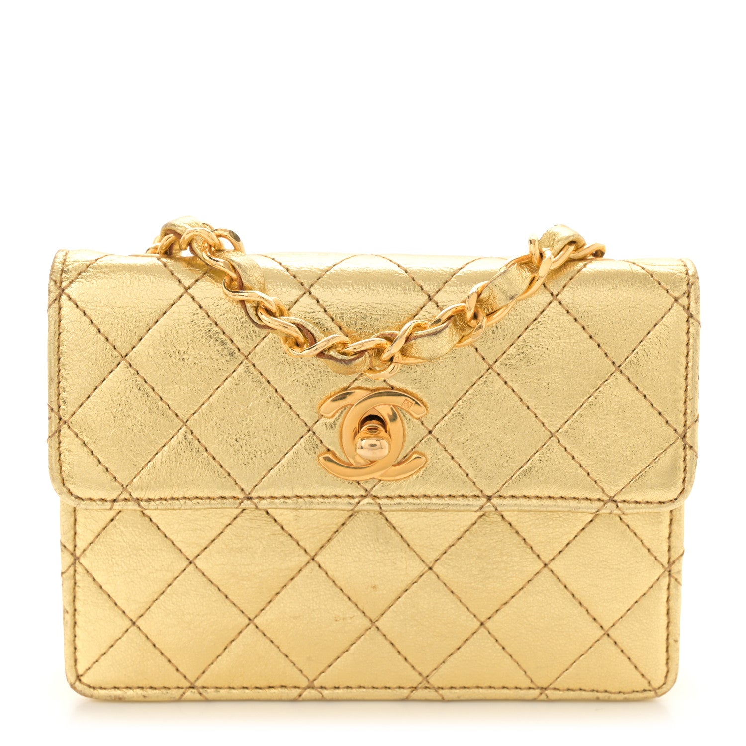 Chanel Metallic Lambskin Quilted Mini Flap Gold 1 of 12