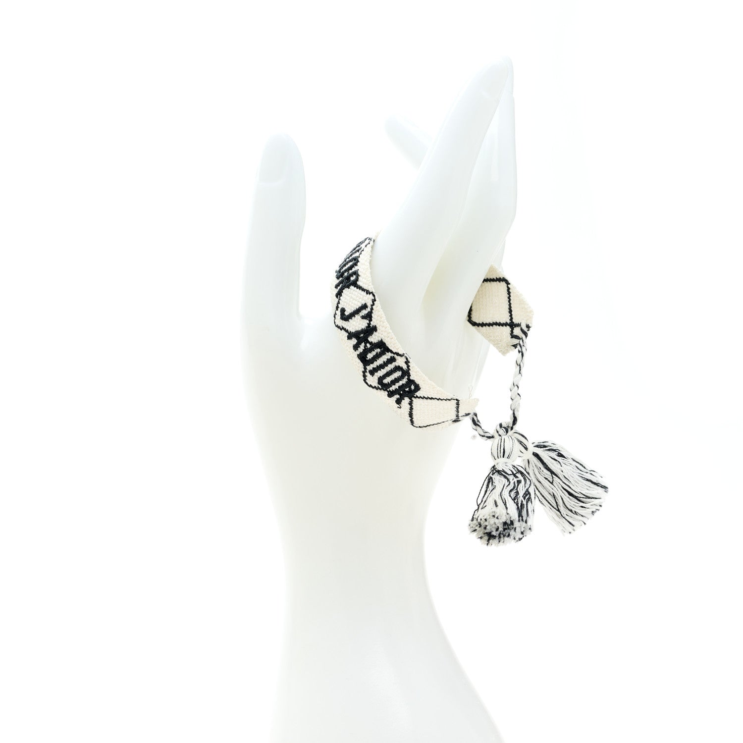 Christian Dior Woven Cotton J'Adior Friendship Bracelet White Black 2 of 4