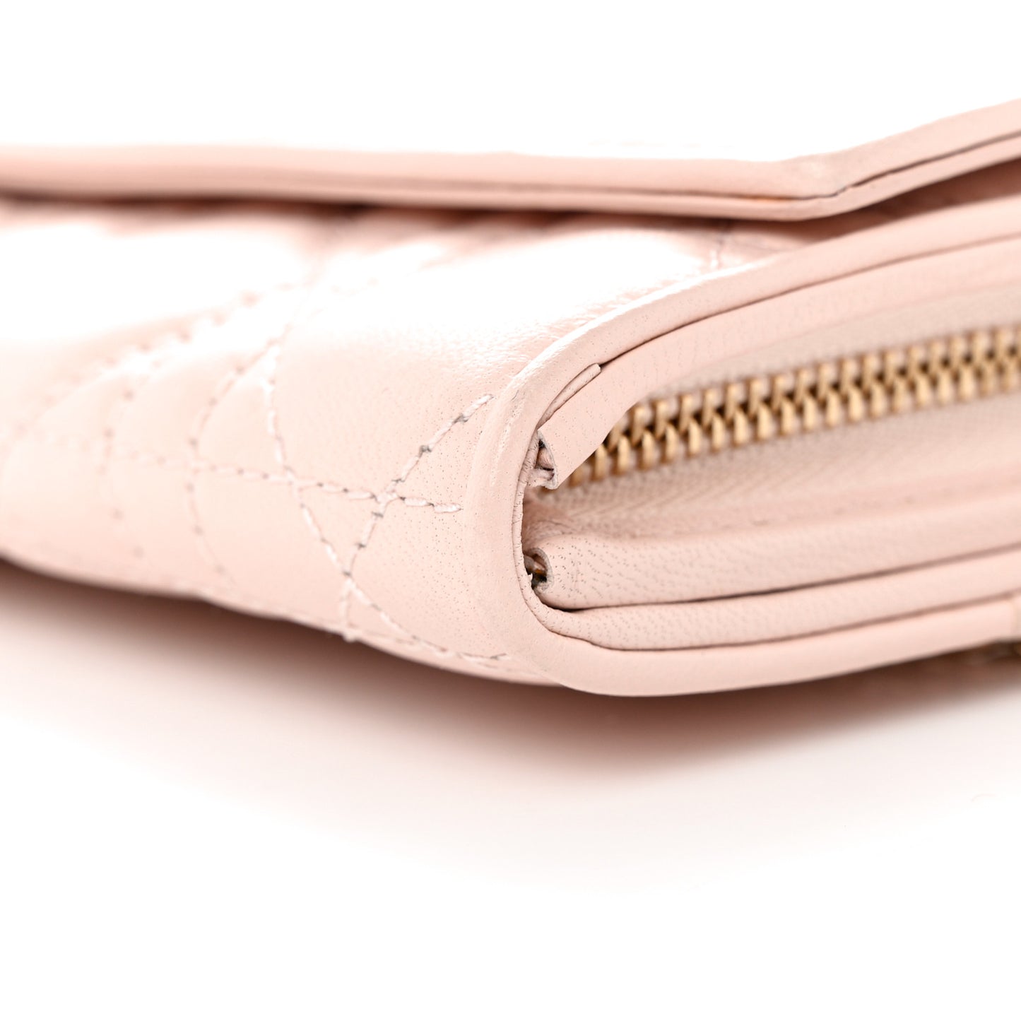 Lambskin Cannage Lady Dior Rendezvous Wallet On Chain Light Pink