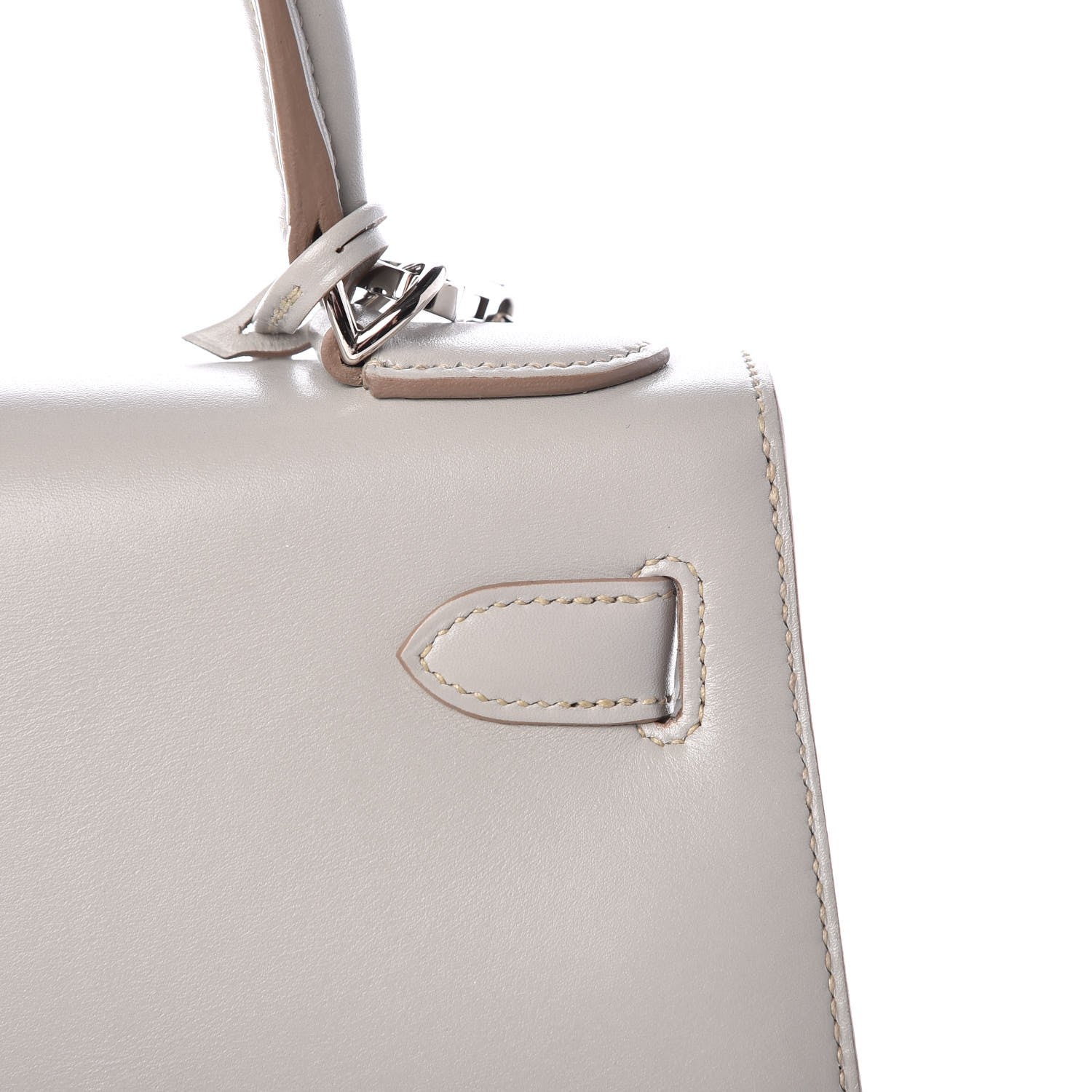 Hermes Tadelakt Kelly Sellier Guilloche 28 Gris Perle 10 of 36