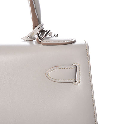 Hermes Tadelakt Kelly Sellier Guilloche 28 Gris Perle 10 of 36