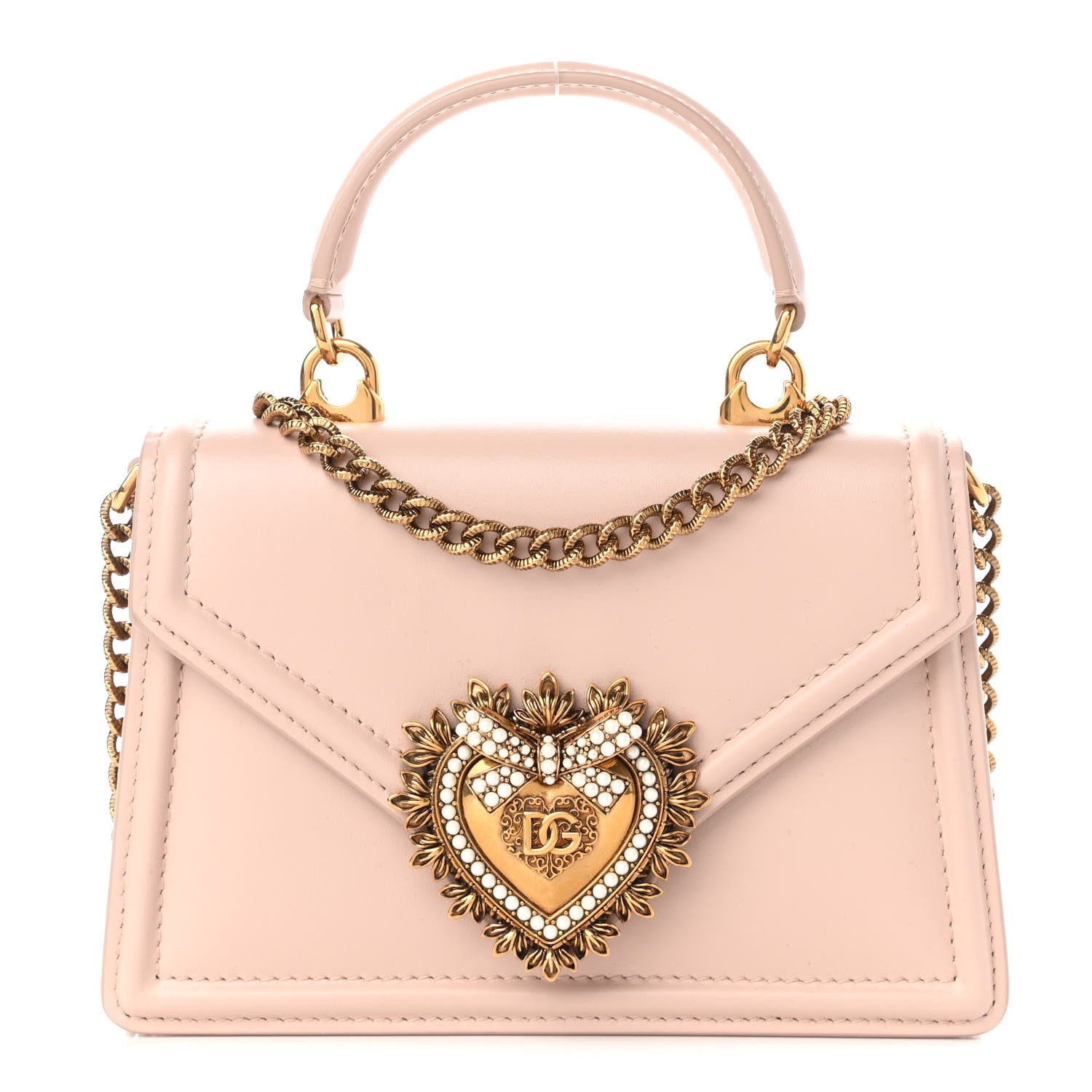 Dolce & Gabbana Smooth Calfskin Small Devotion Envelope Top Handle Bag Pink 1 of 19