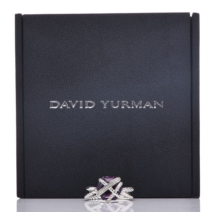 David Yurman Sterling Silver Diamond Amethyst 10mm Cable Wrap Ring 54 7 6 of 6