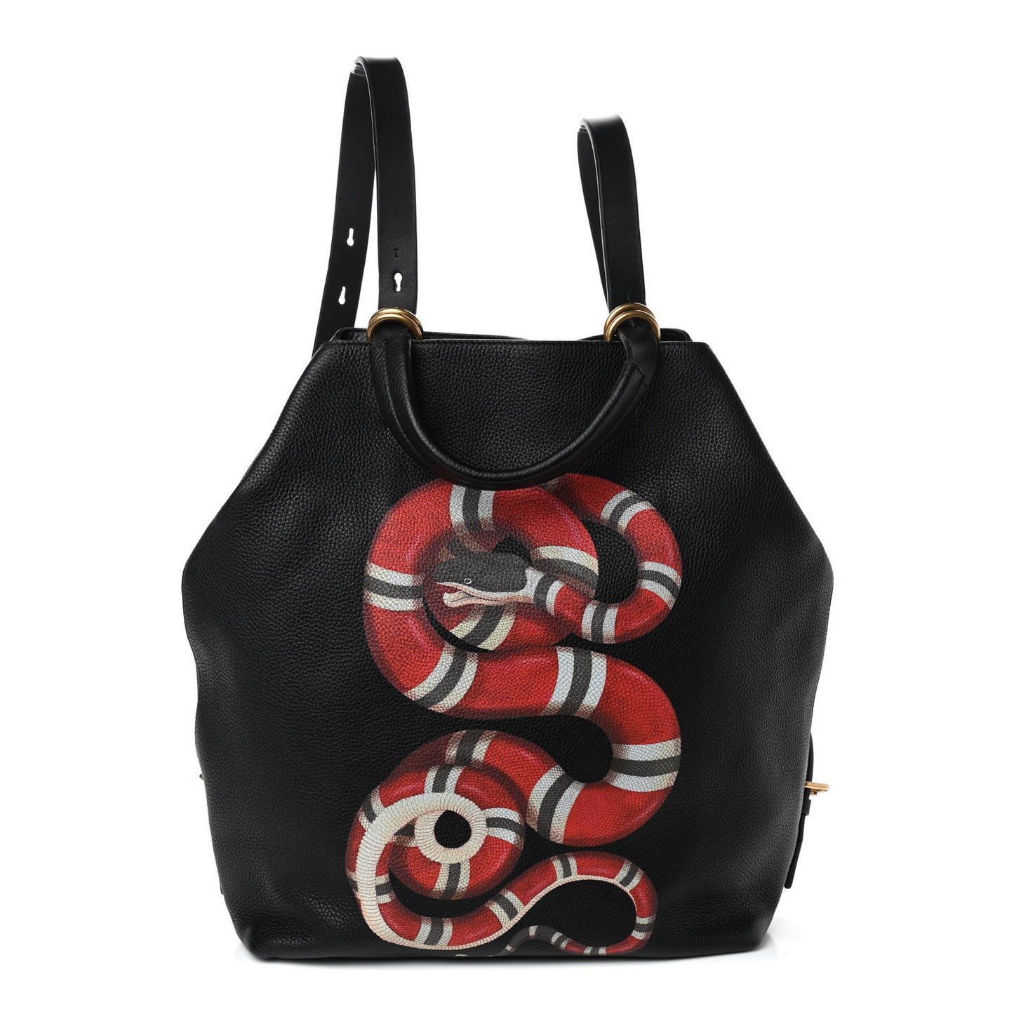Calfskin Kingsnake Print Backpack Black