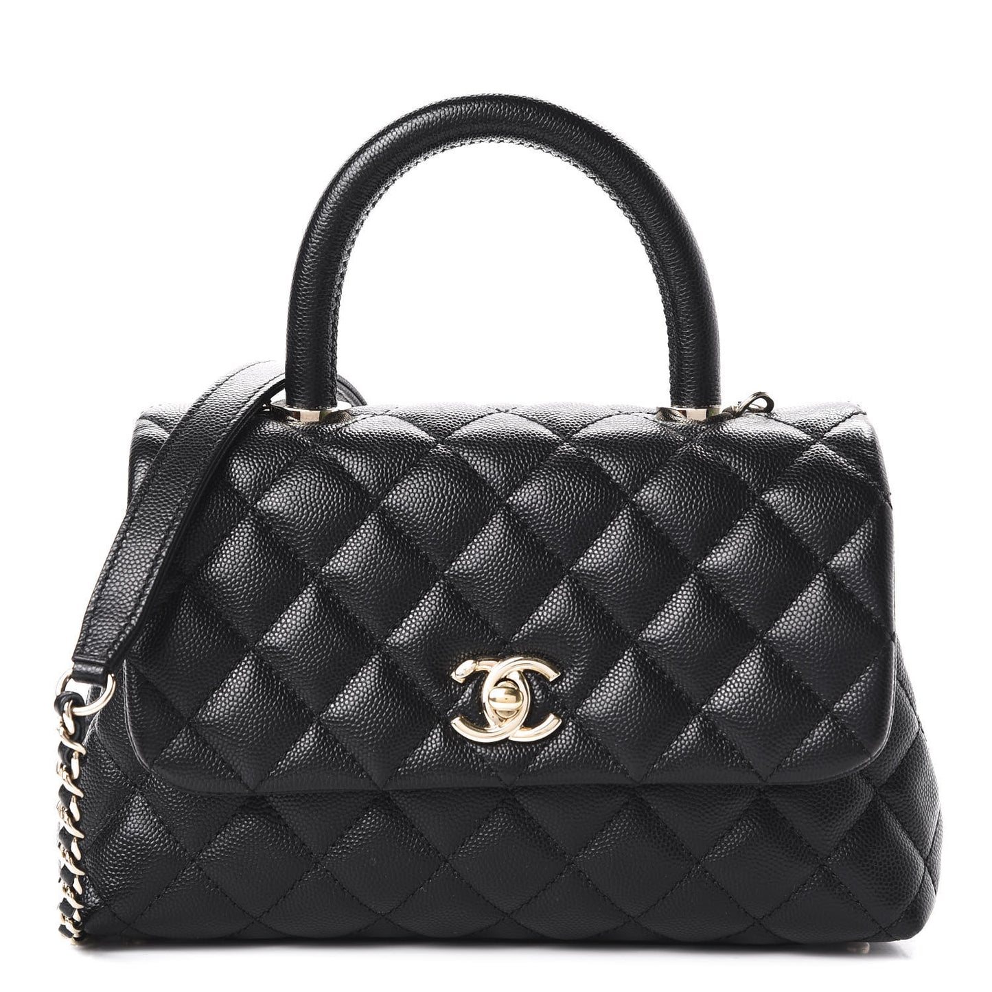Caviar Quilted Mini Coco Handle Flap Black