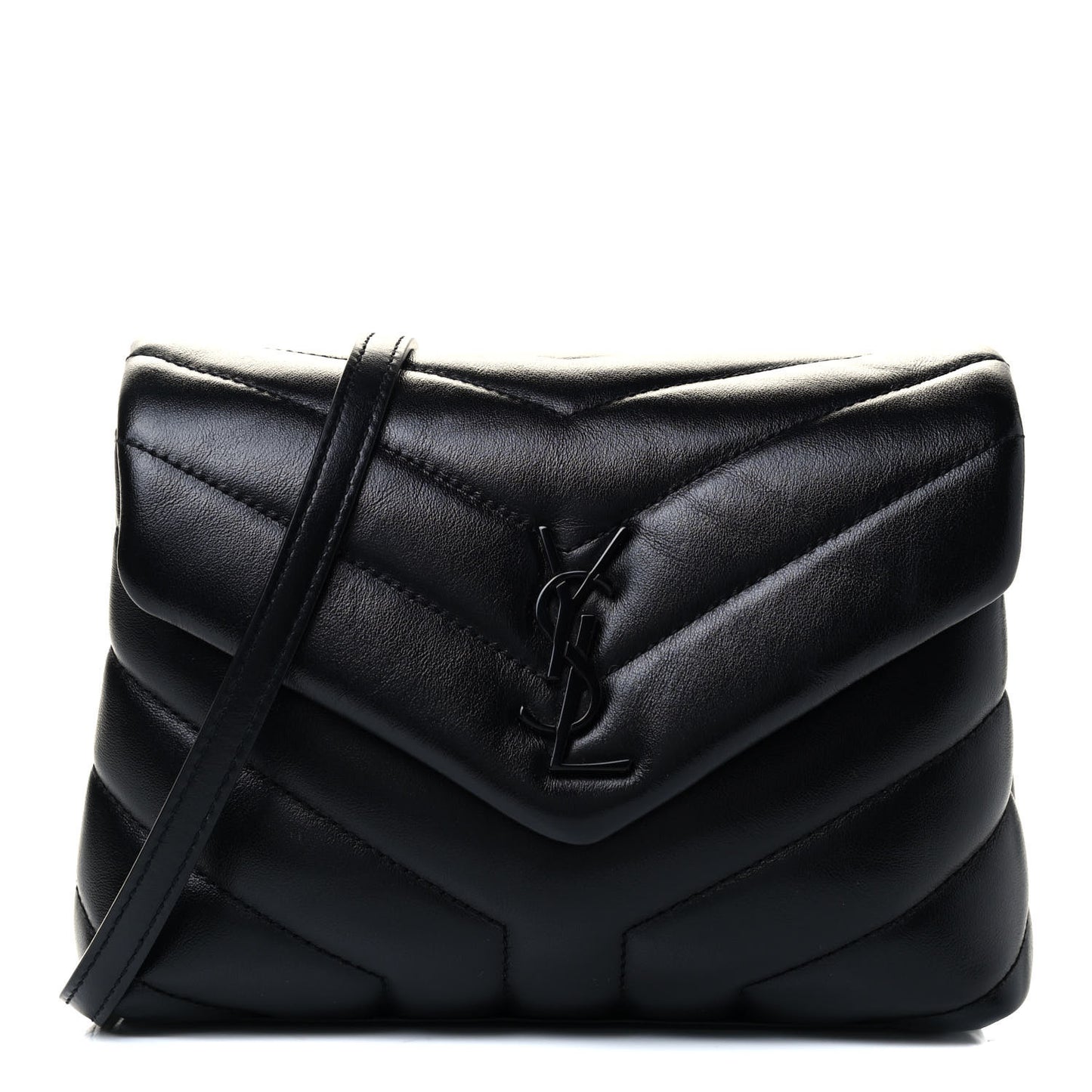 Calfskin Y Quilted Monogram Toy Loulou Crossbody Bag Black