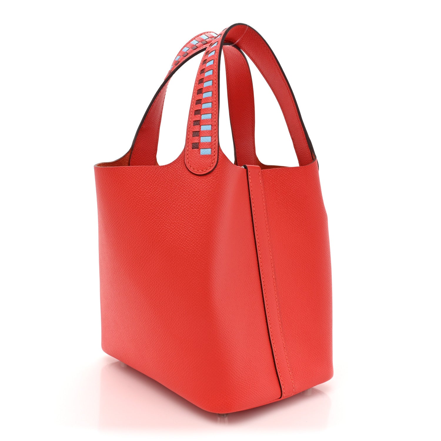Hermes Epsom Tressage De Cuir Picotin Lock 18 PM Rouge Coeur Bleu du Nord Rouge H 3 of 10
