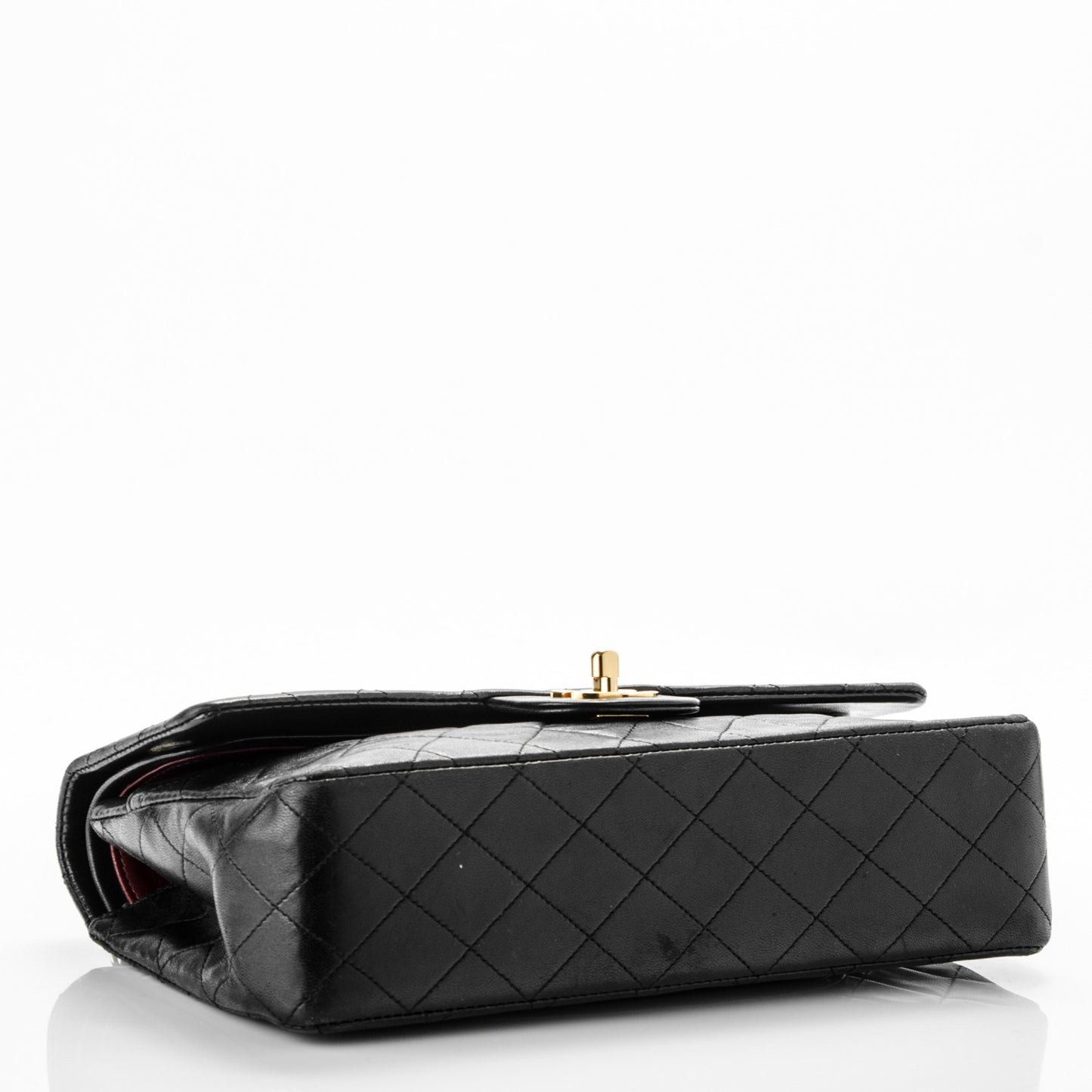 Lambskin Quilted Medium Double Flap Black