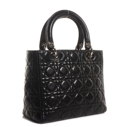 Christian Dior Lambskin Cannage Medium Lady Dior Black 3 of 7