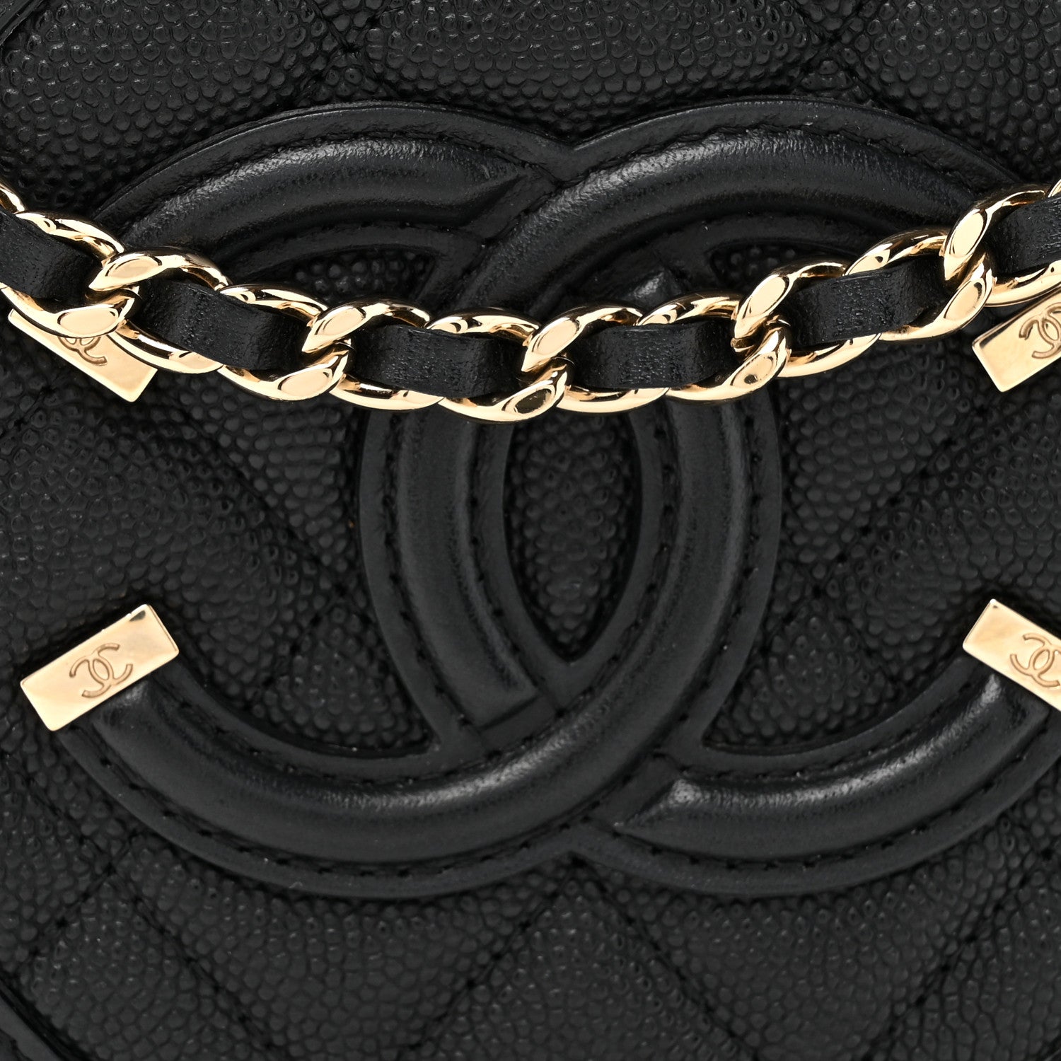 Chanel Caviar Quilted Round Filigree Crossbody Black 8 of 10