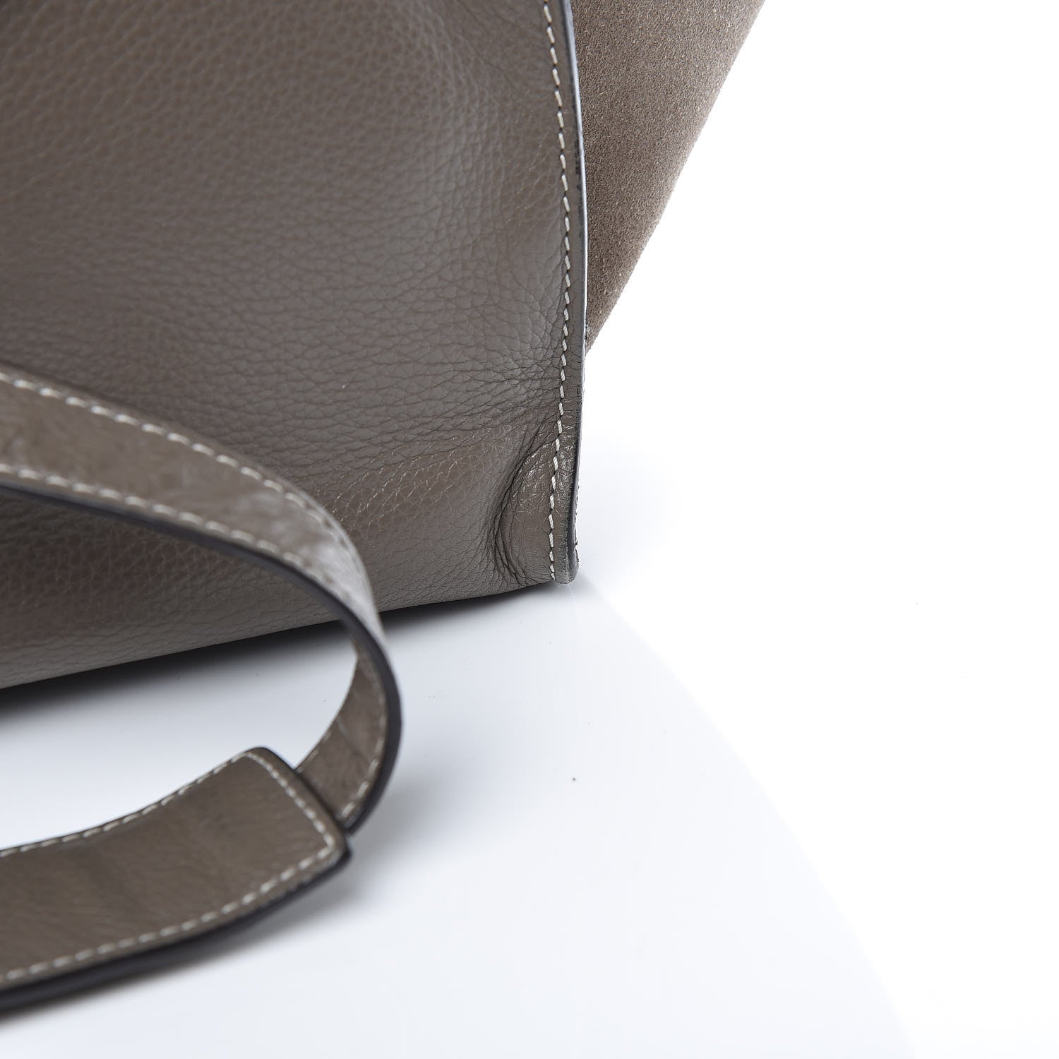 Celine Drummed Calfskin Suede Small Trapeze Souris 15 of 19