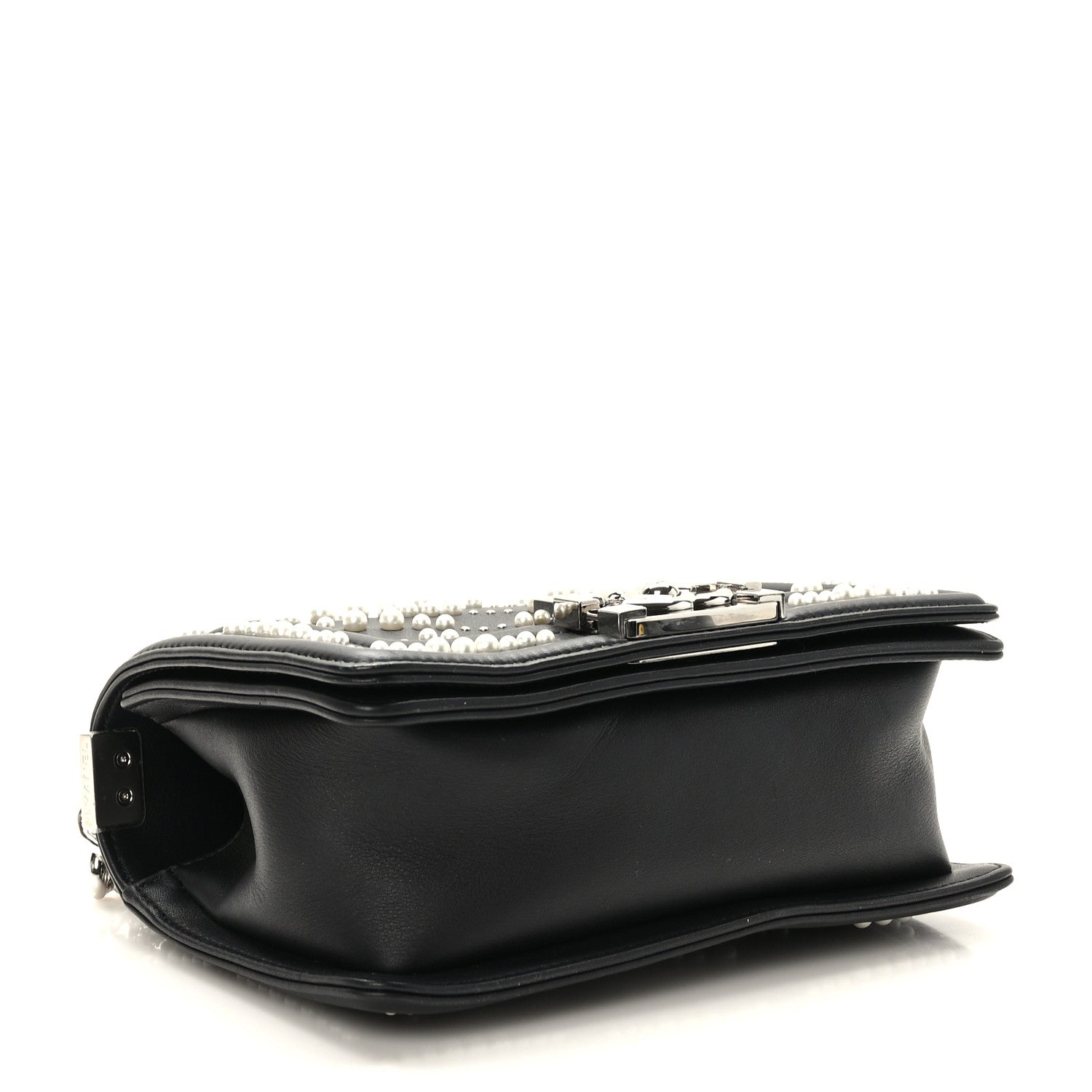 Chanel Calfskin Pearl Chevron Small Boy Flap Black 4 of 9