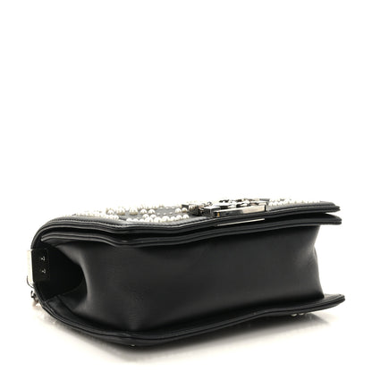 Chanel Calfskin Pearl Chevron Small Boy Flap Black 4 of 9