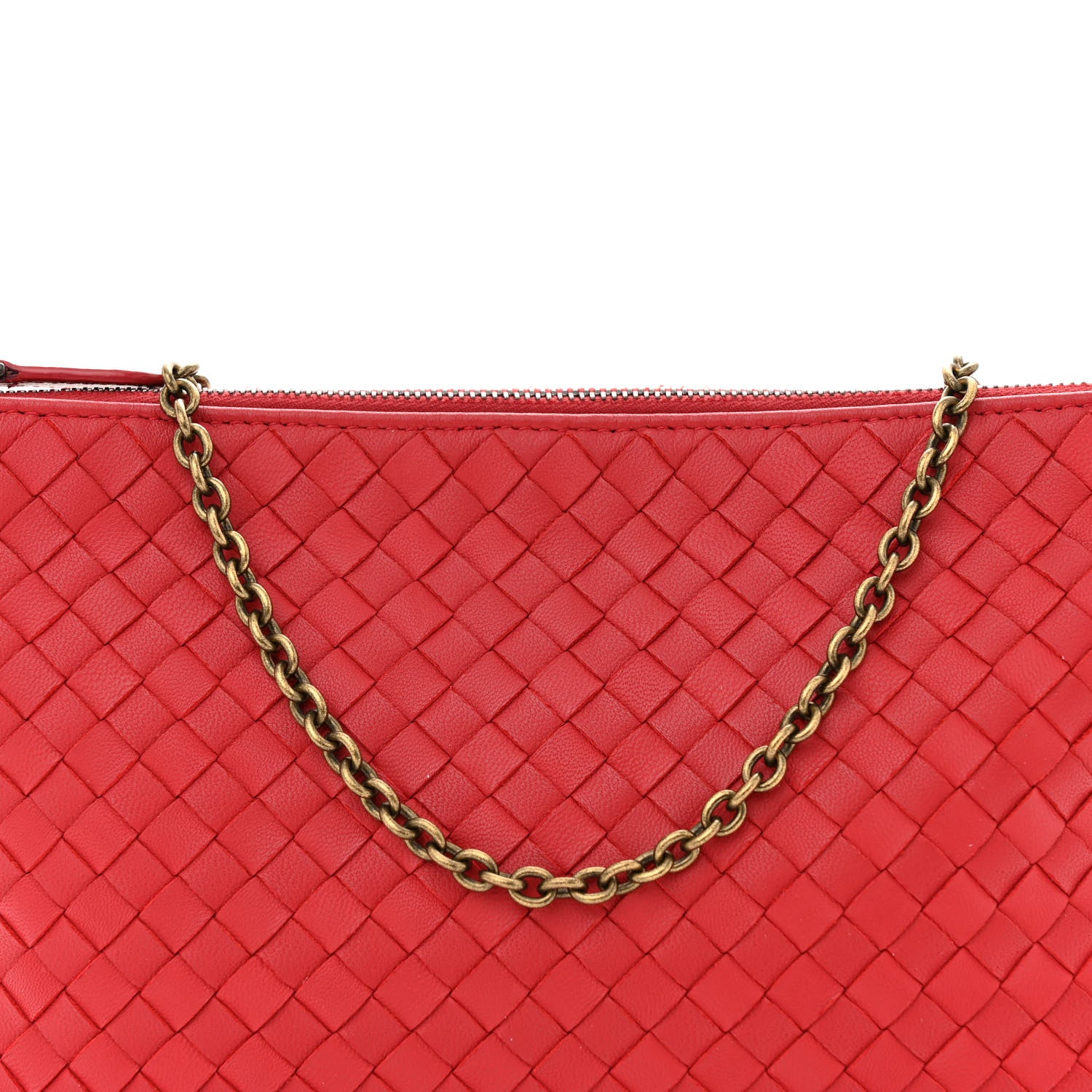 Bottega Veneta Nappa Intrecciato Biletto Chain Crossbody Red 8 of 11