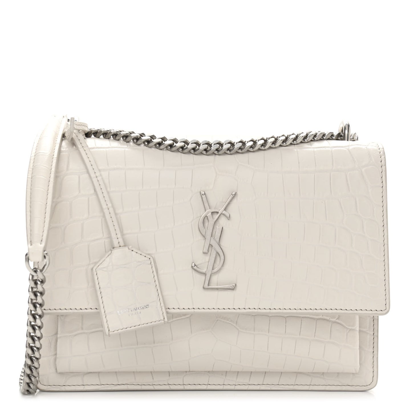 Calfskin Crocodile Embossed Medium Monogram Sunset Blanc Vintage
