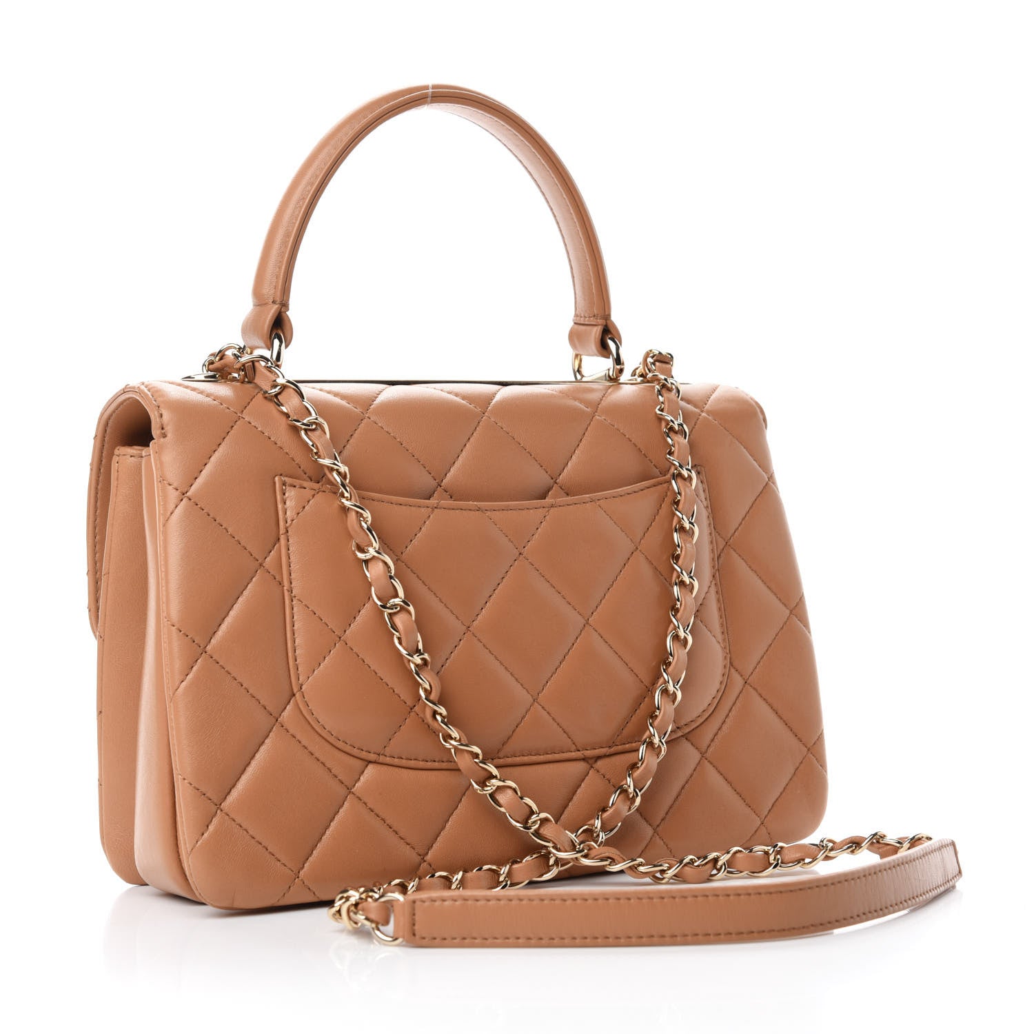 Chanel Lambskin Quilted Small Trendy CC Flap Dual Handle Bag Camel 3 of 12