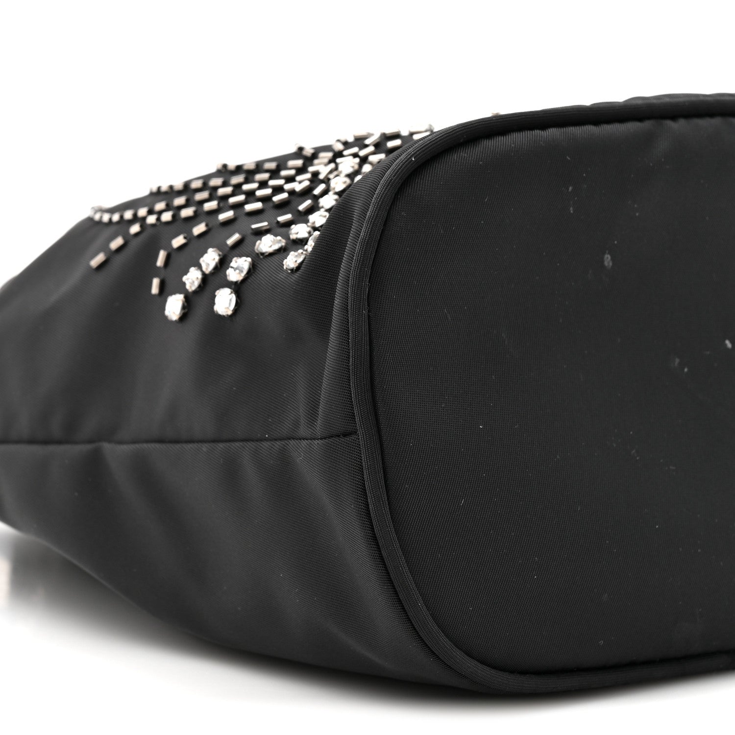 Prada Tessuto Saffiano Ricamo Sequin Crystal Embellished Mini Re-Edition 1978 Bucket Bag Black 9 of 9