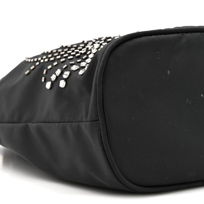 Prada Tessuto Saffiano Ricamo Sequin Crystal Embellished Mini Re-Edition 1978 Bucket Bag Black 9 of 9