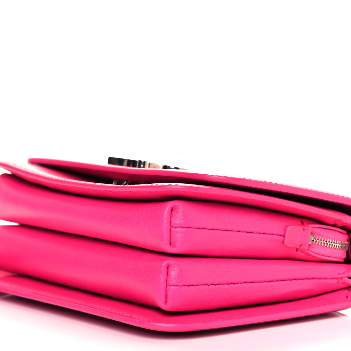 Shiny Box Calfskin Small B Bag Acid Fuchsia