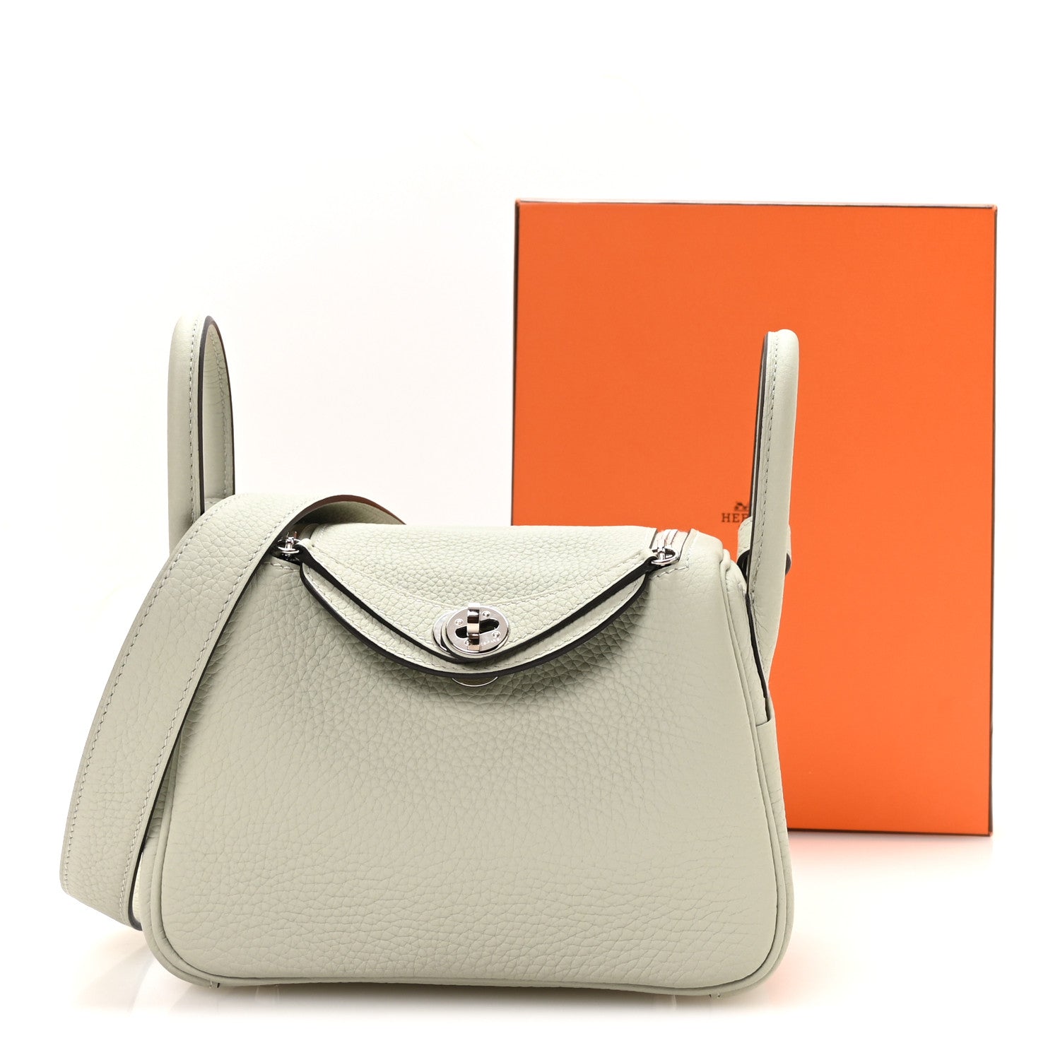 Hermes Taurillon Clemence Mini Lindy 20 Gris Neve 11 of 11