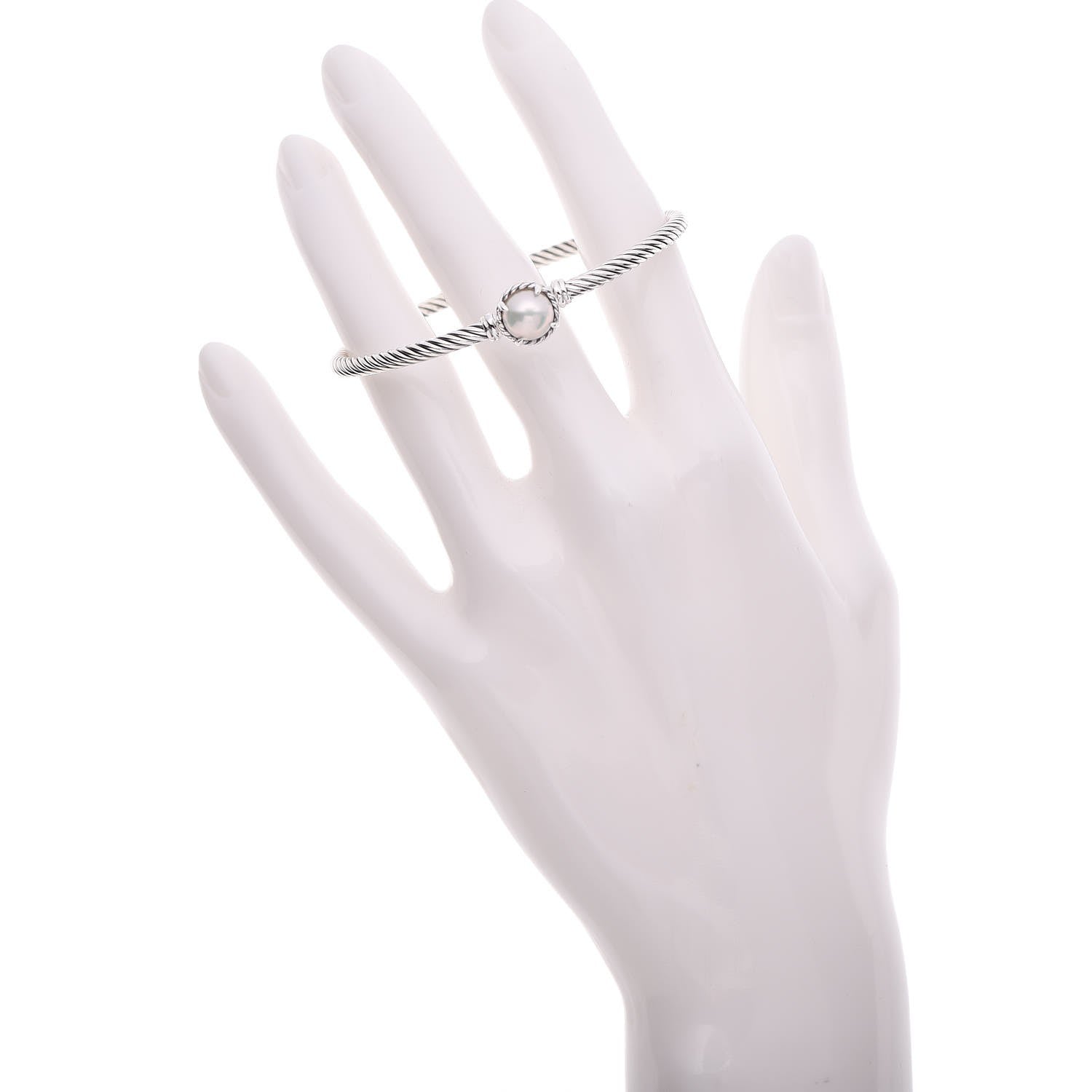David Yurman Sterling Silver Pearl 3mm Chatelaine Bracelet 2 of 4