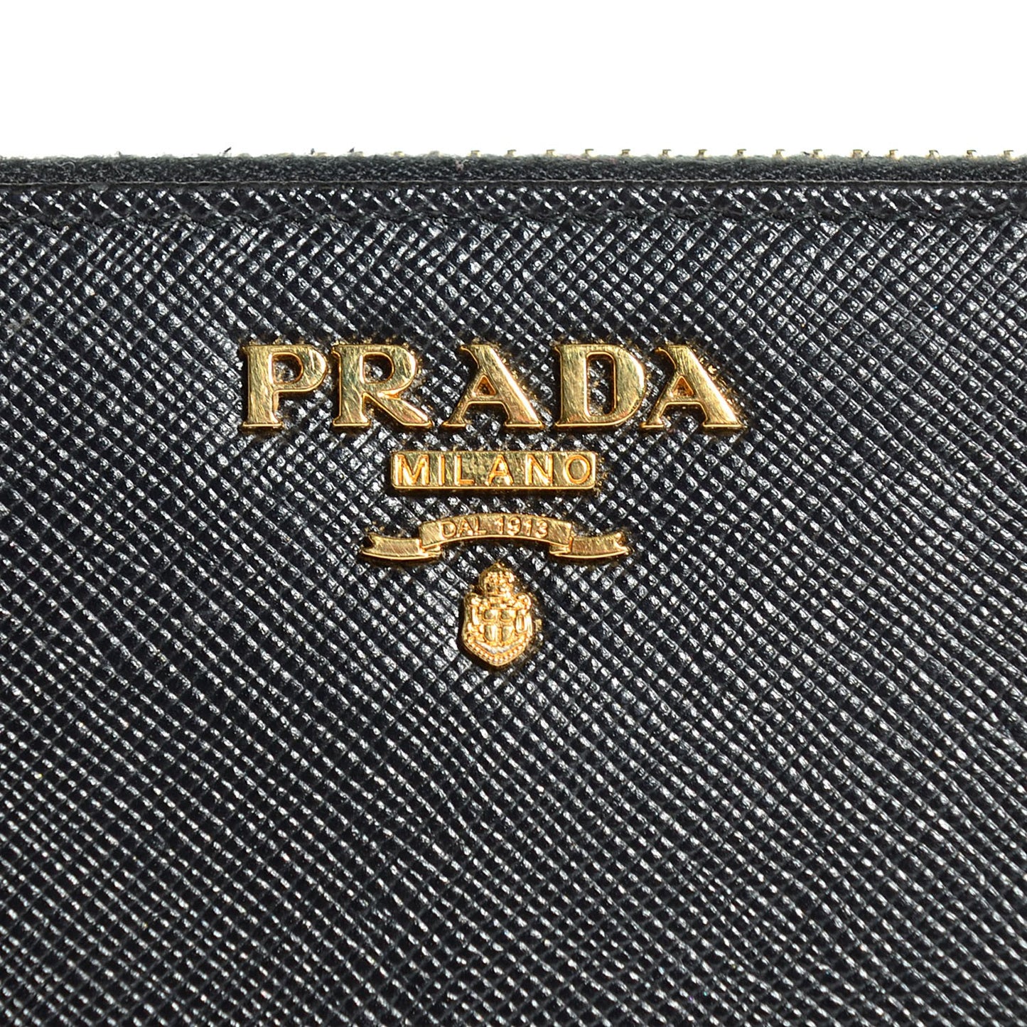 Saffiano Metal Large Zip Around Travel Wallet Nero Black